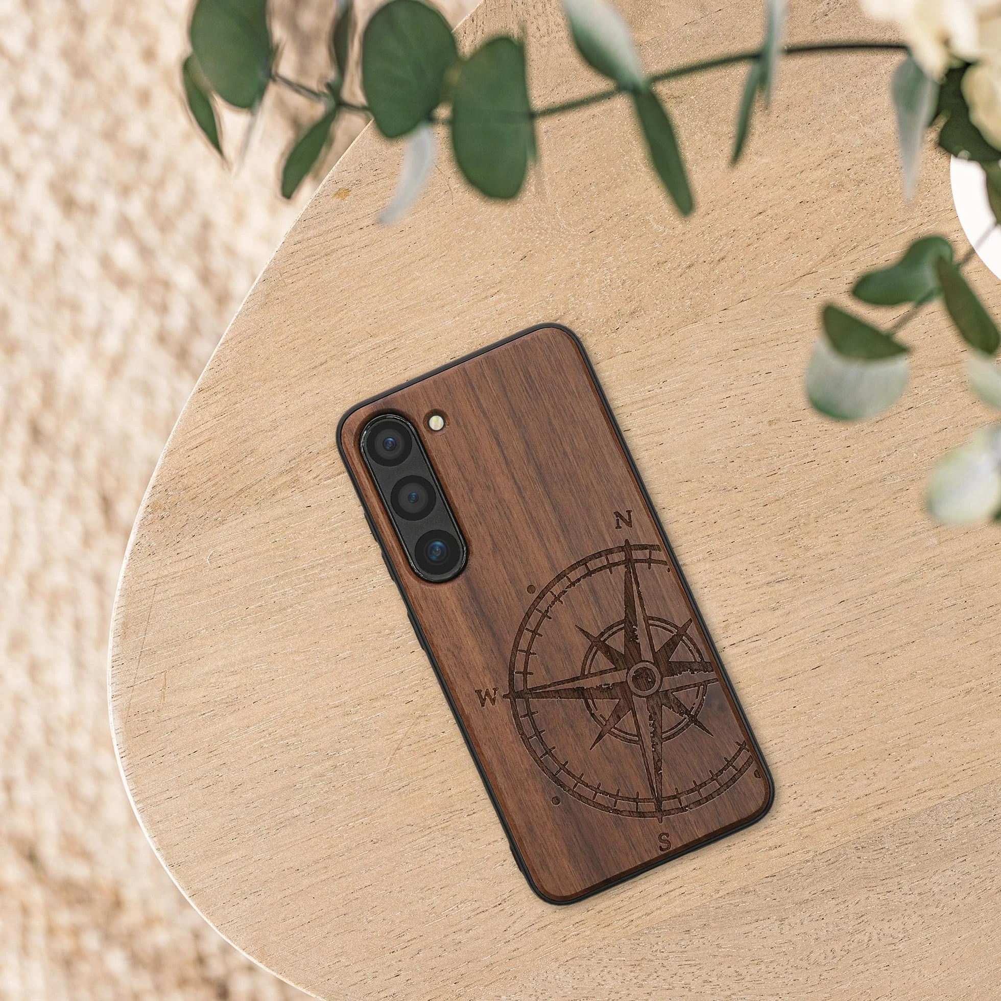 kwmobile Carcasa Compatible con Samsung Galaxy S23 Funda de Madera con Bumper antigolpes