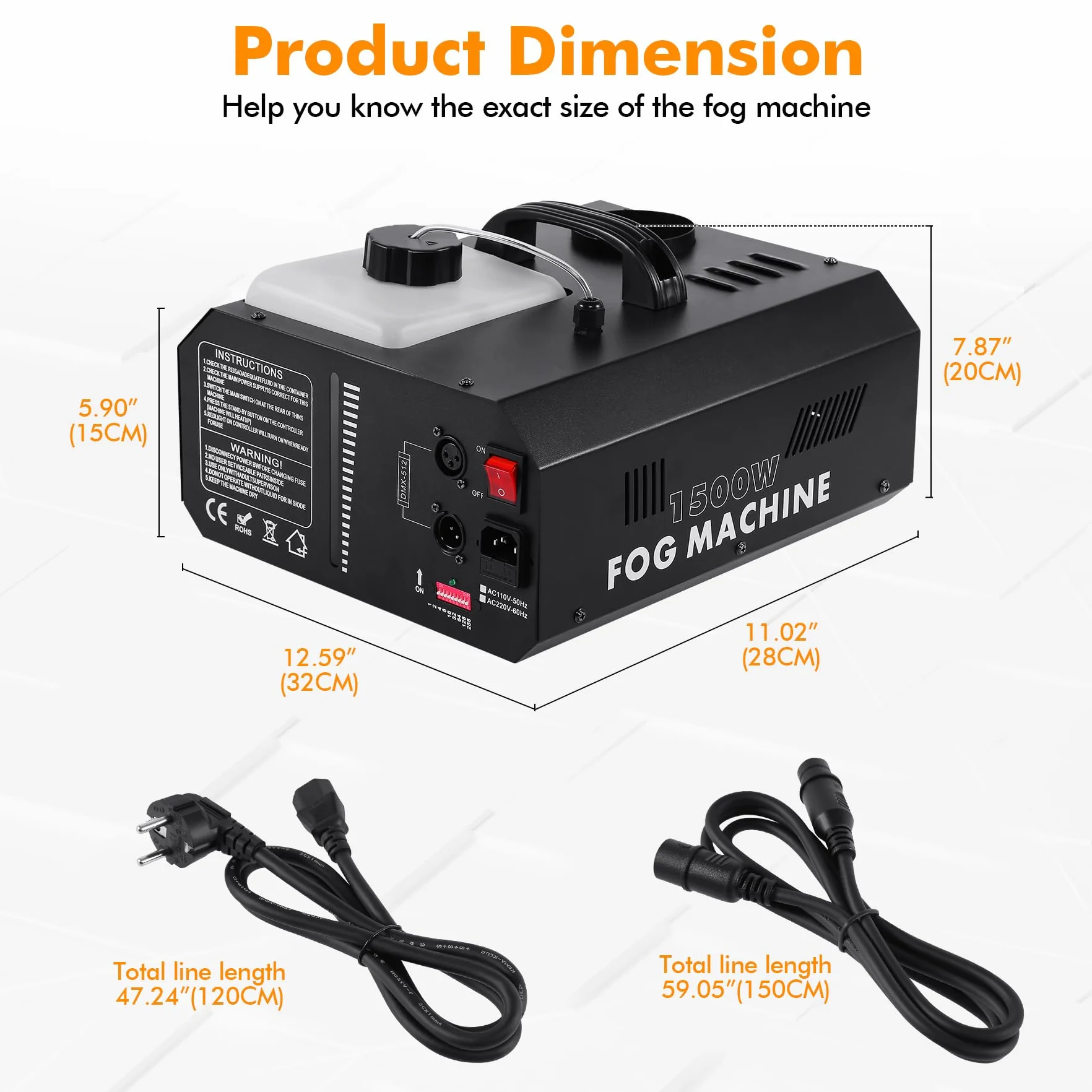 Ridgeyard 2 paquetes de máquina de humo de 1500W con mando a distancia inalámbrico DMX para boda, fiesta, teatro, Halloween, Navidad, y tanque de 2L, alcance de neblina 10-100m²
