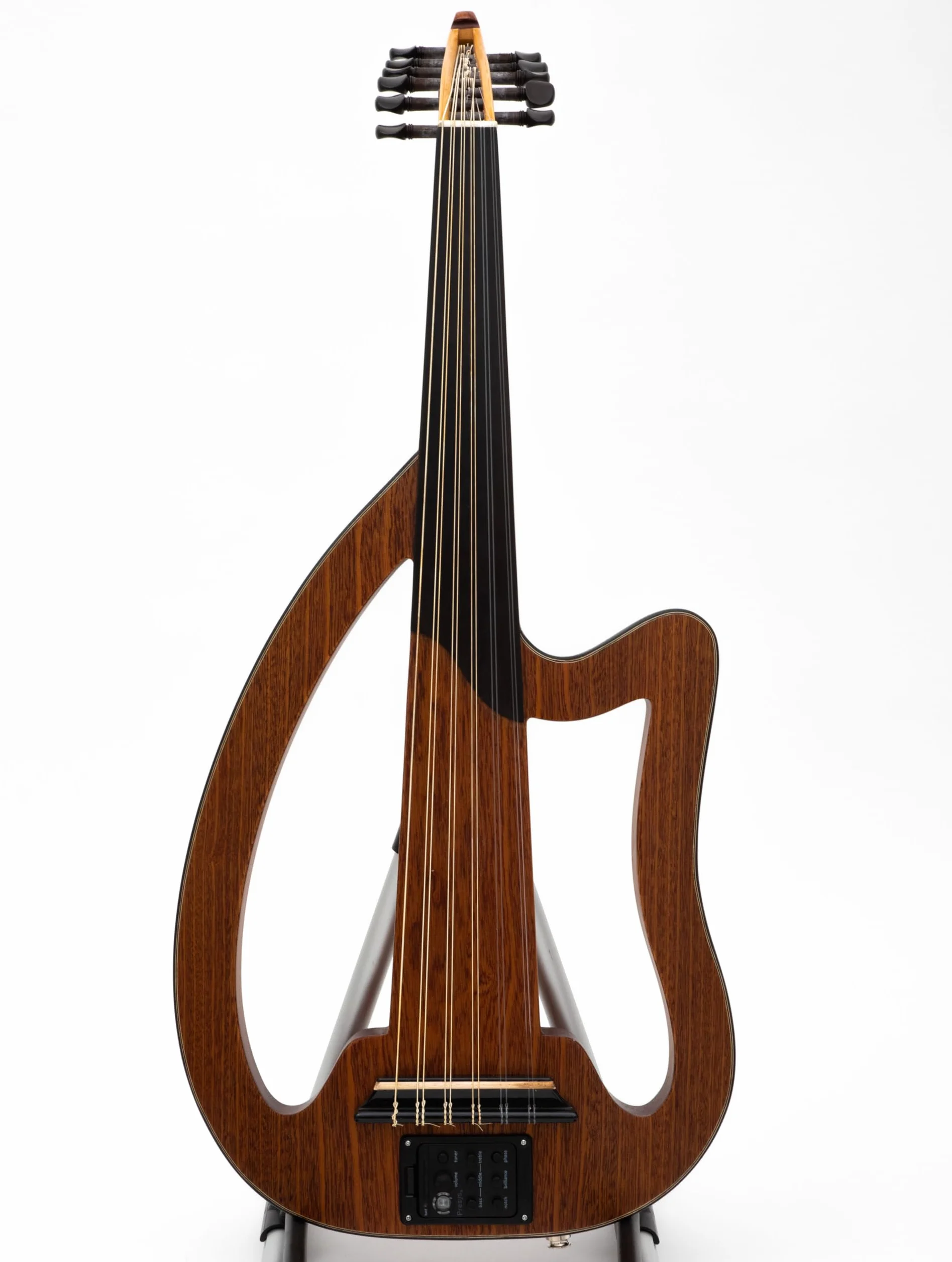 Clavijas eléctricas profesionales de caoba y ébano, ecualizador de 3 bandas, afinador integrado turco eléctrico Oud Oud con pastilla, funda y púas gratis
