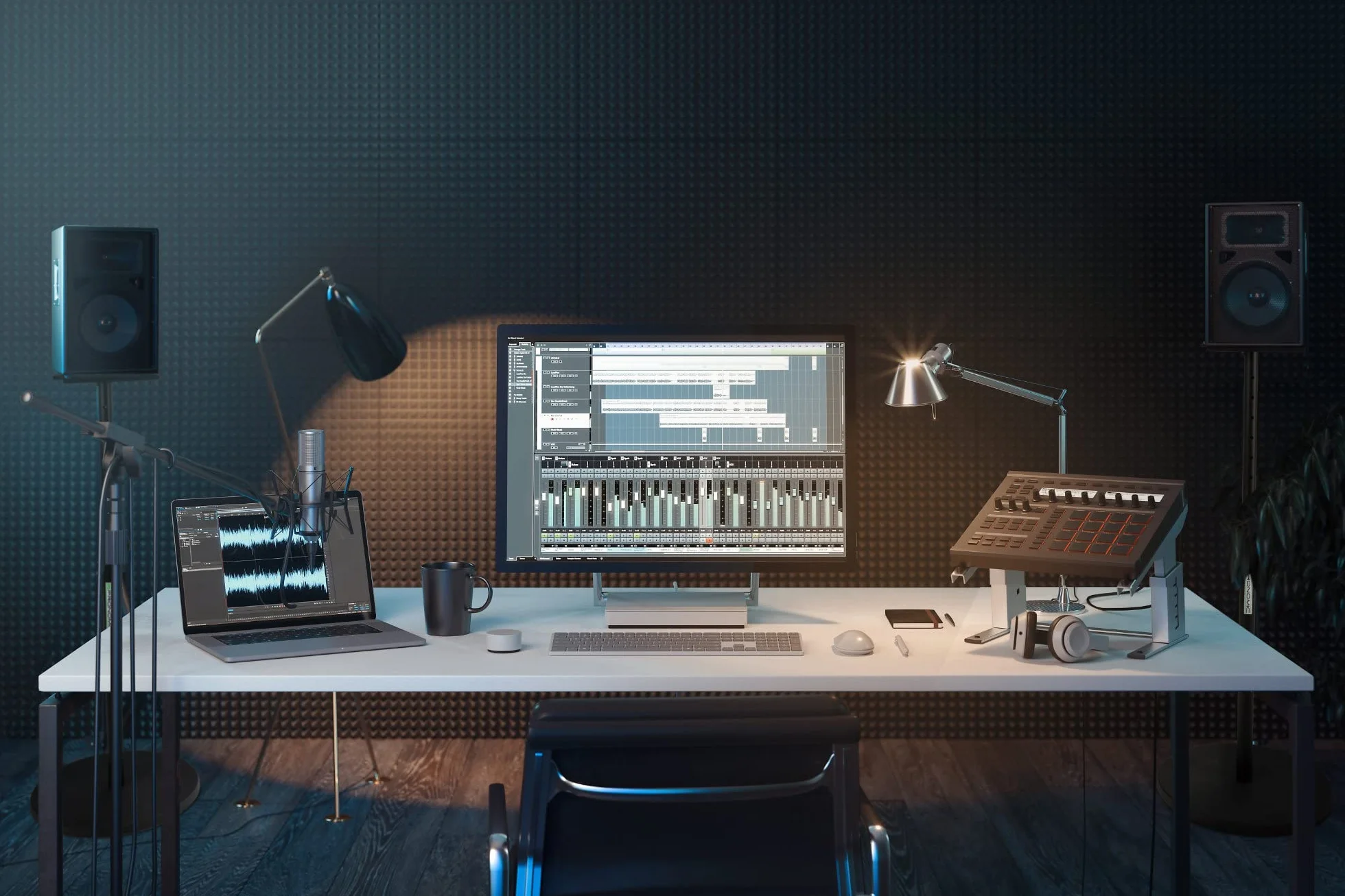 Pronomic SLS-128 BK Soporte para Monitor de Estudio Par - 2 Soportes Ajustables (75-123.5 cm) con Base Redonda Estable y Superficie de Apoyo 23x23 cm para Altavoces de Estudio.
