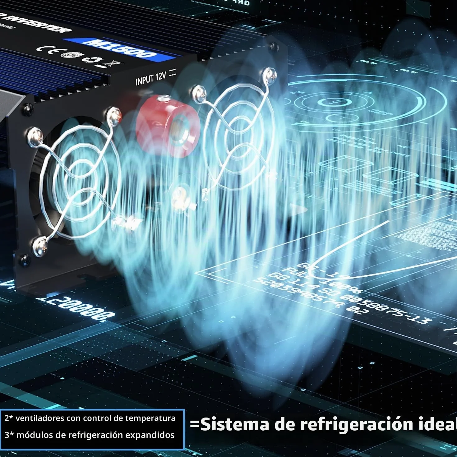 ERAYAK Convertidor de Voltaje 12v 230v 1500W / 3000W Inversor de Coche DC AC 12v Convertidor de Enchufe Convertidor de Corriente Vehículos Caravana Coche Onda sinusoidal modificada