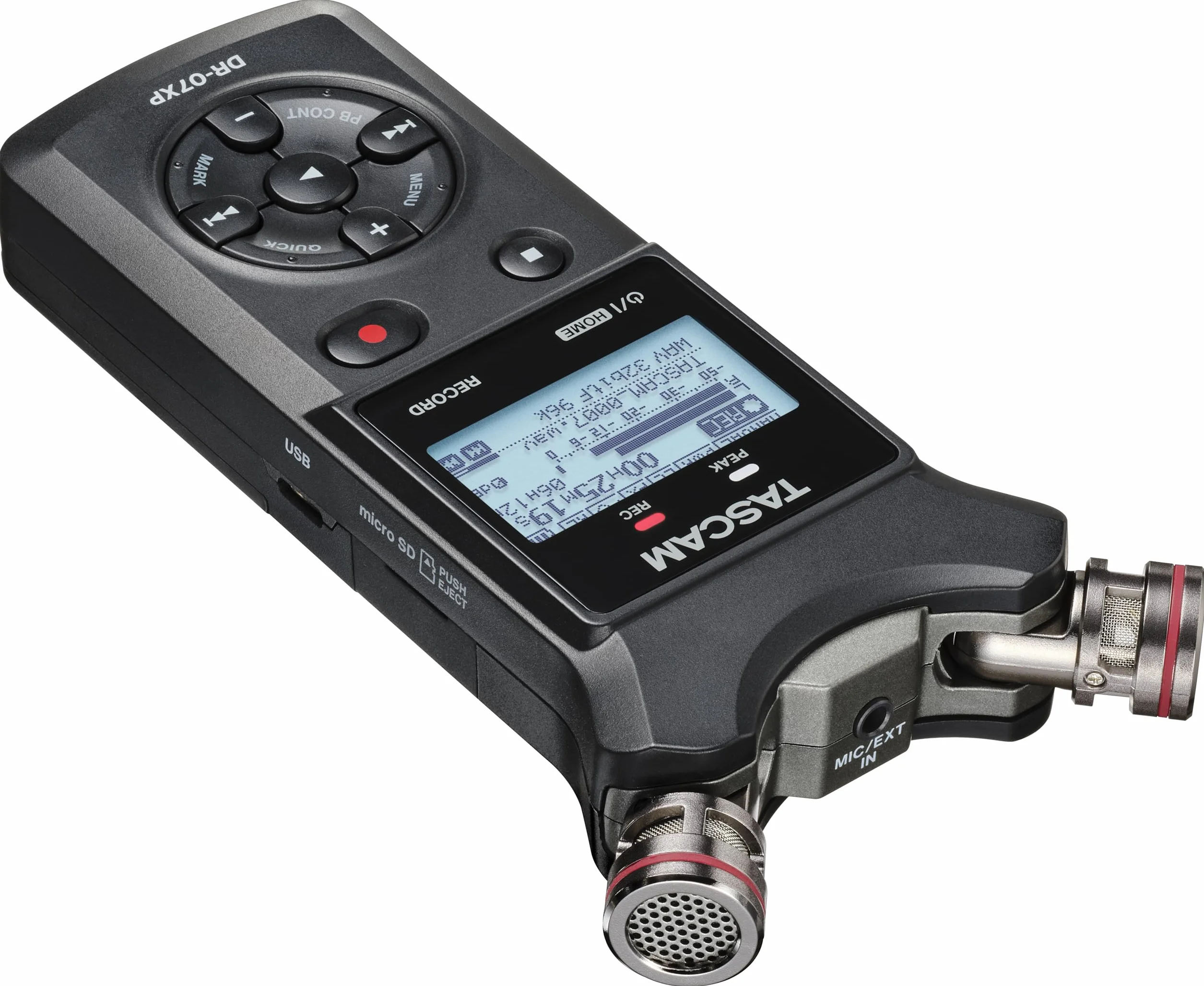 Tascam DR-07XP - Grabadora portátil de Mano Flotante de 2 Canales de 32 bits con micrófonos Ajustables e Interfaz de Audio USB-C