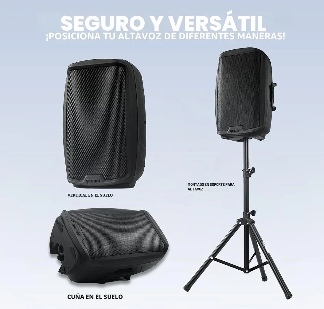 Gemini Sound AS-2115BT Active Bluetooth PA, Woofer de 15 pulgadas 2000W WATTS DJ altavoces, SD, USB, entrada/salida XLR, micrófono de 2 x 1/4 pulgadas/entradas de RCA y AUX con asas, TWS