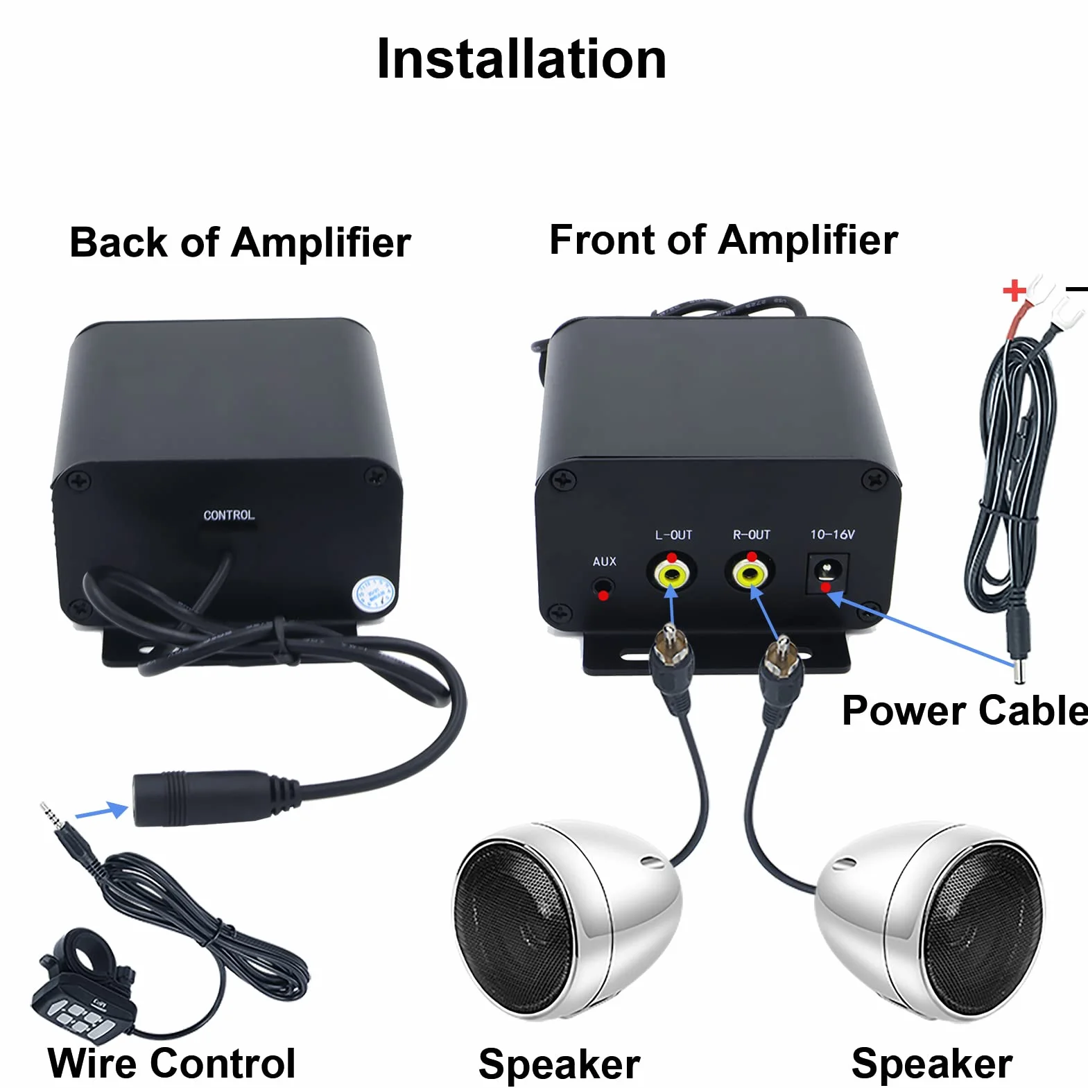 iMESTOU Amplificador de Motocicleta Sistema de Audio con AUX, MP3, Radio FM, 4 Pulgadas Rango Completo Impermeable Bluetooth Altavoces estéreo, Apto para Manillar de 1 a 1.5 Pulgadas, Motocicletas