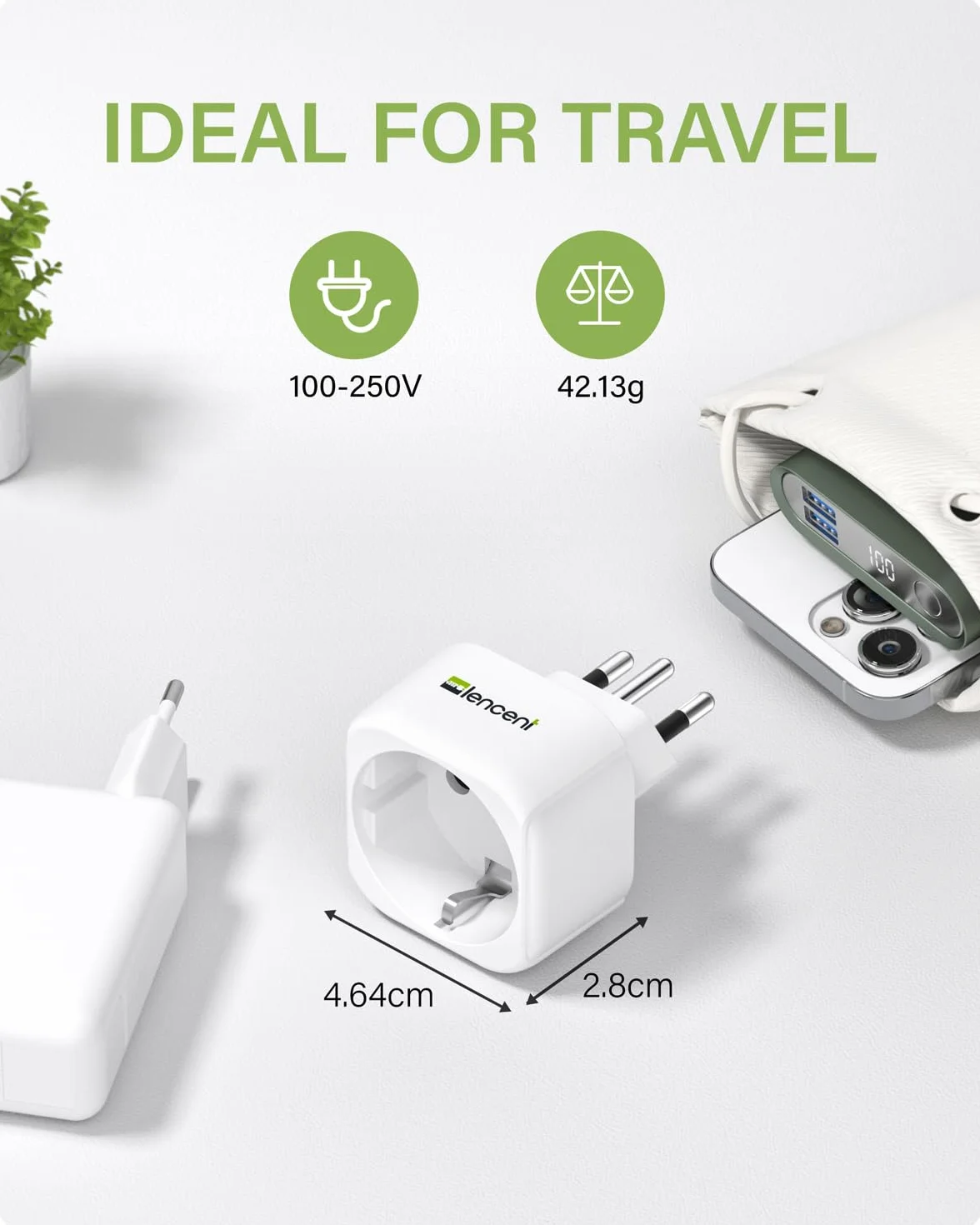 LENCENT 2 Piezas Adaptador Enchufe BR Tipo N de España a Brasil y Sudafrica, Adaptador 2-Pin Europeo a 3-Pin para Brasil y Sudafrica