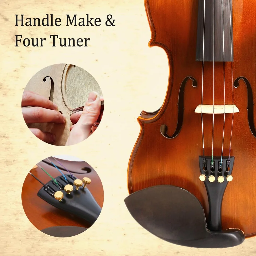 Violines acústicos hechos a mano de 4 cuerdas en tamaños de 1/8 1/4 1/2 4/4 hechos con maderas de abeto de arce con accesorios de ébano y son ideales para kits de violín adecuados para
