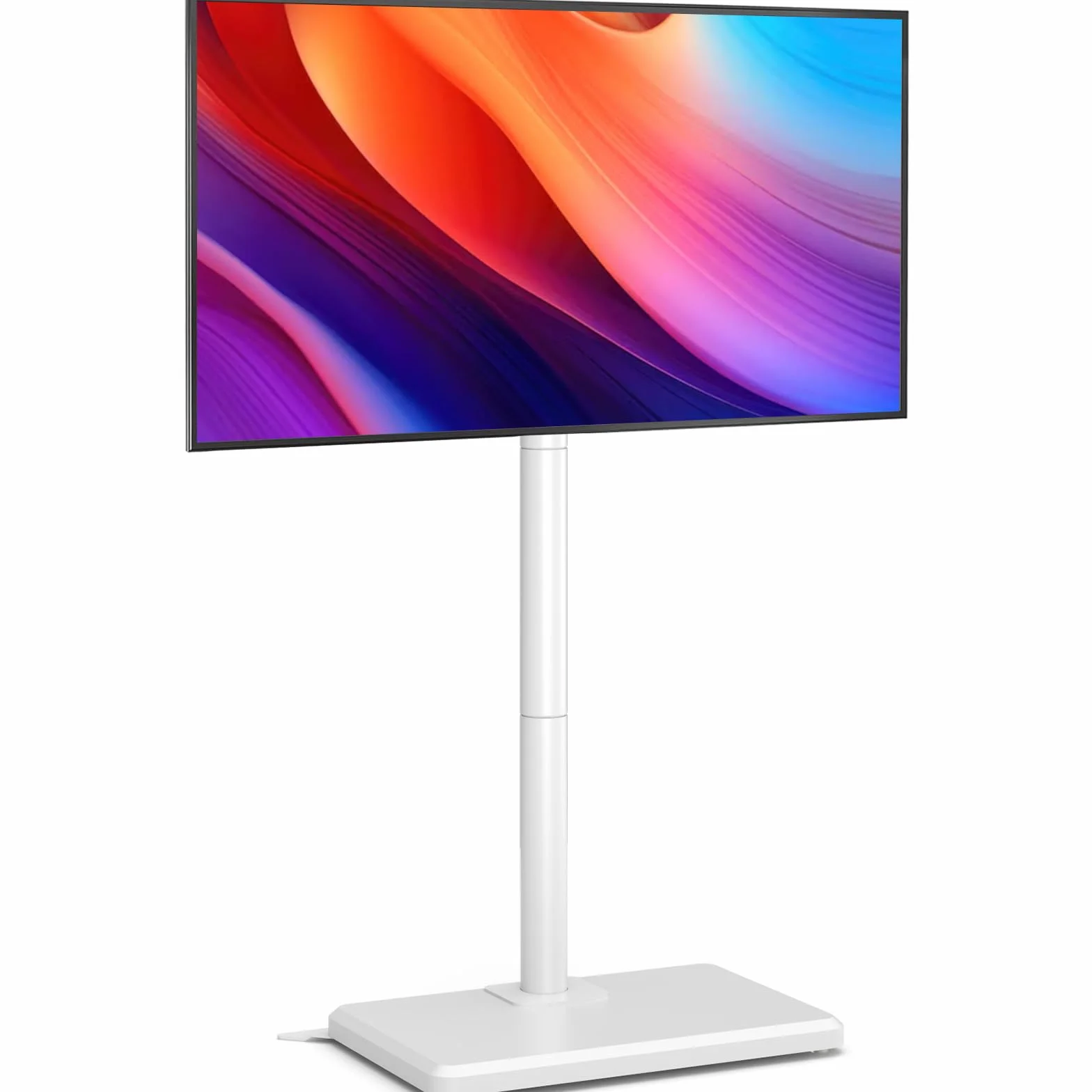 AX WABER Soporte de Suelo para televisores de 26 a 60 Pulgadas con un Peso máximo de 77 Libras, Soporte Giratorio e inclinable de Altura Ajustable con Base de Madera, Color Blanco.