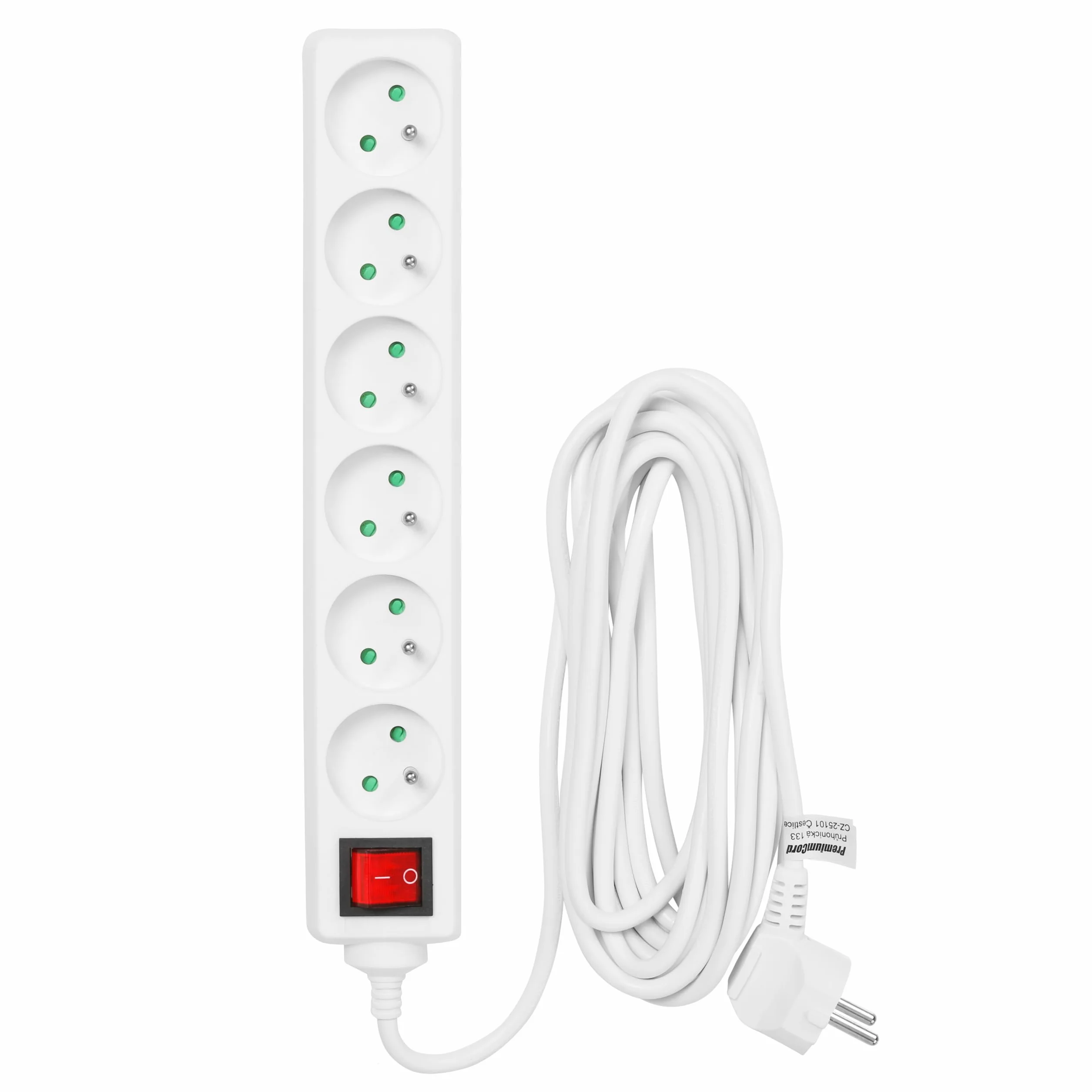 PremiumCord Regleta 230V 6 Tomas Francesas Giradas 45° Seguridad Infantil Interruptor 10m