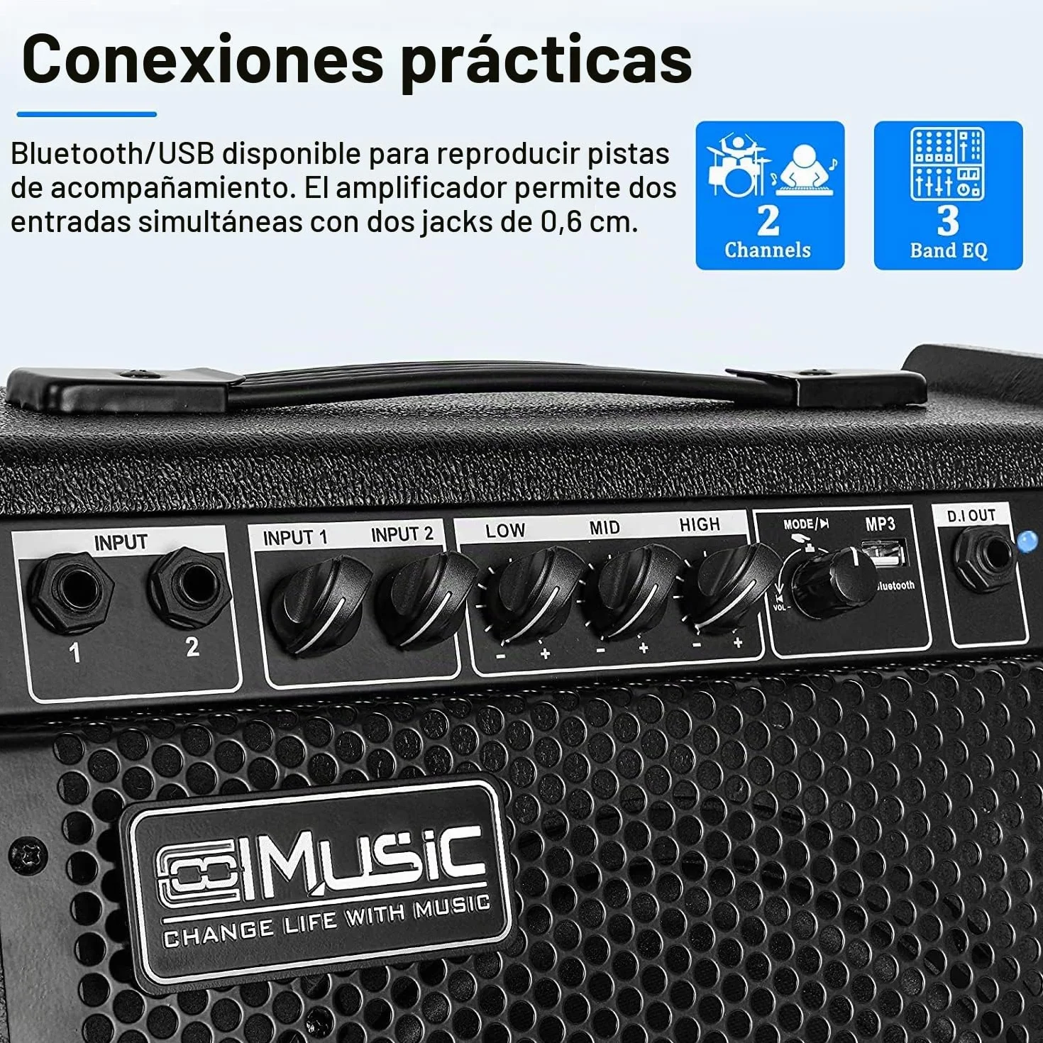 Coolmusic 100W Bluetooth Amplificador de Monitor Personal Amplificador de Tambor eléctrico Altavoz, Teclado y Altavoz de Guitarra acústica