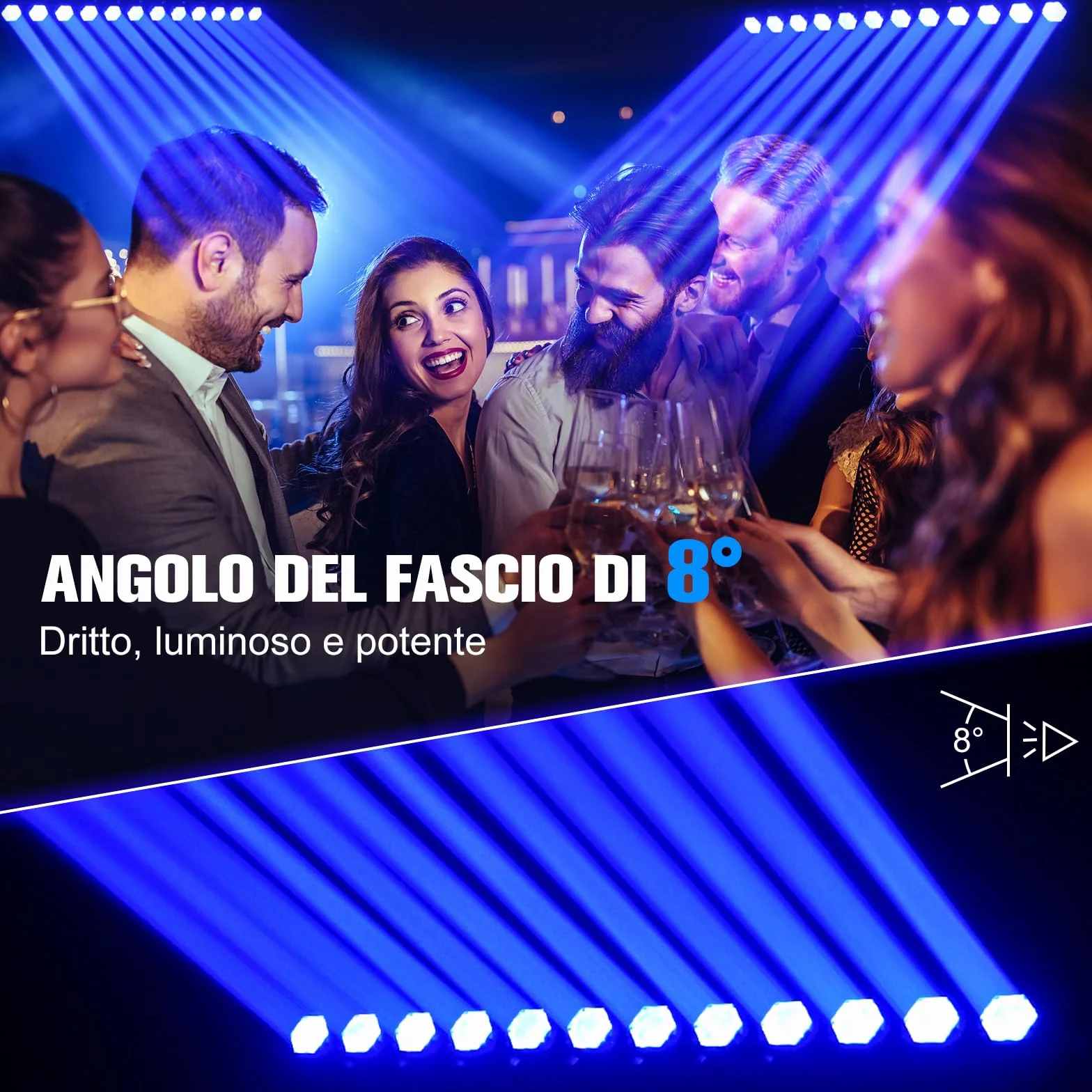 216W Barra de Wallwasher Cabeza Movil LED, 12X15W LED RGBW 4en1, Haz de Luz a 8°, Efecto Stroboscópico 1-30Hz, DMX512 7/11/55CH, Iluminación para Discoteca Fiesta Boda Club y Bar