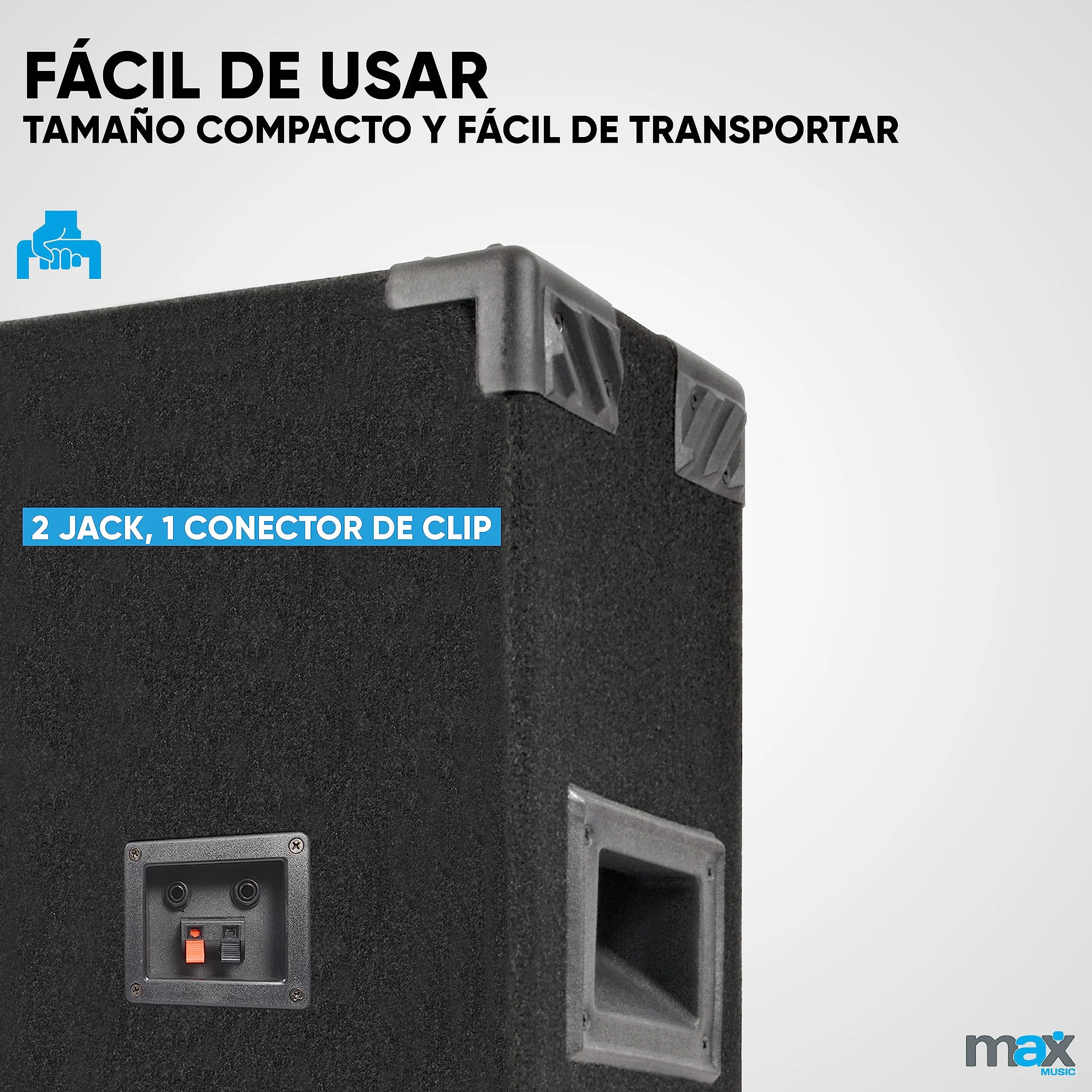 Max MAX28 - Pack de Altavoces para DJ, Incluye Amplificador, Amplificador de 1000 vatios, 2 Altavoces con Amplificador MAX28, Altavoces para Discoteca PA, Sistema de Altavoces para Discoteca DJ