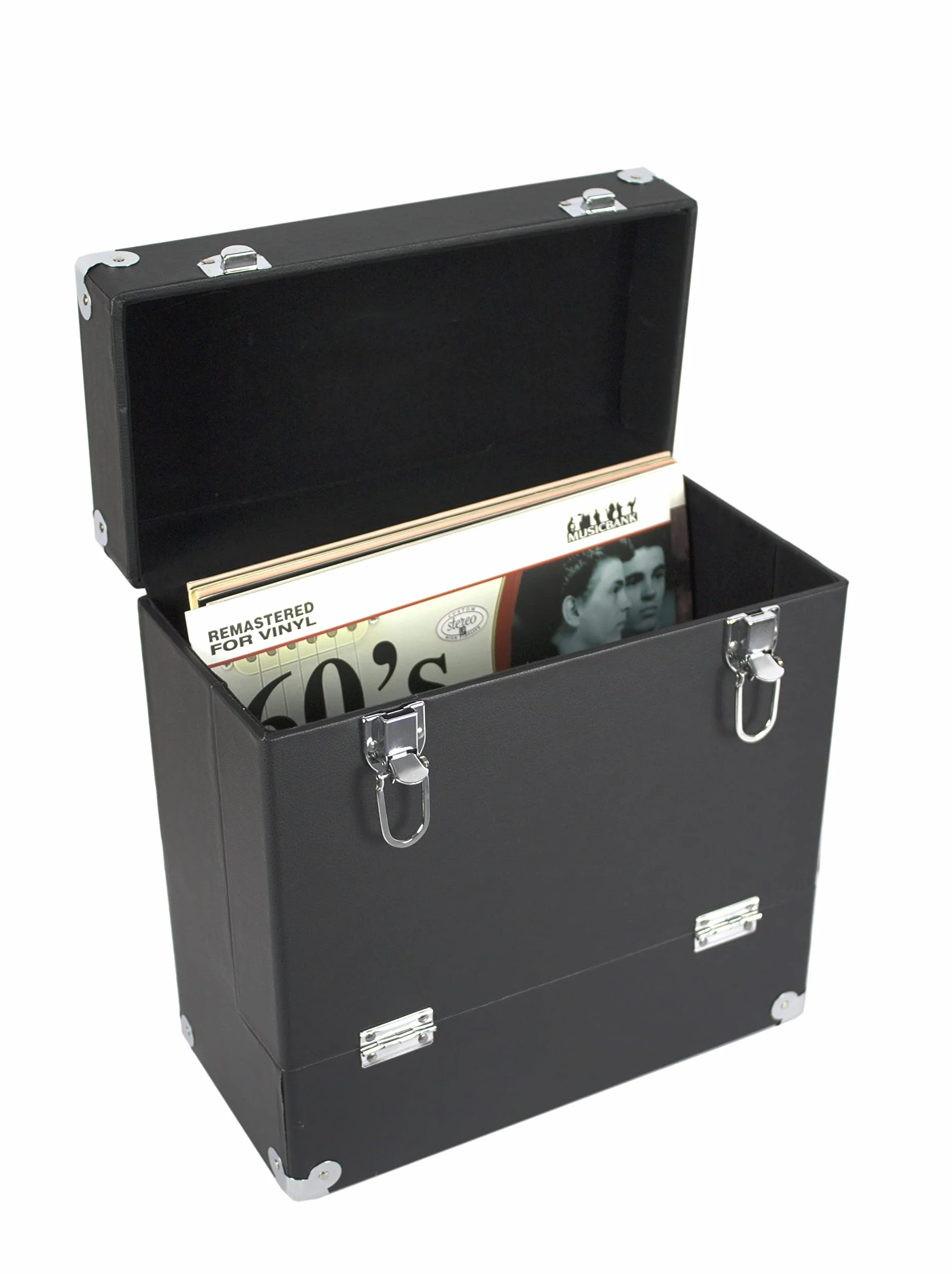 POINSETTIA Maletín para discos LP para almacenamiento de 40 LPS para piel DJ, Negro , Maleta
