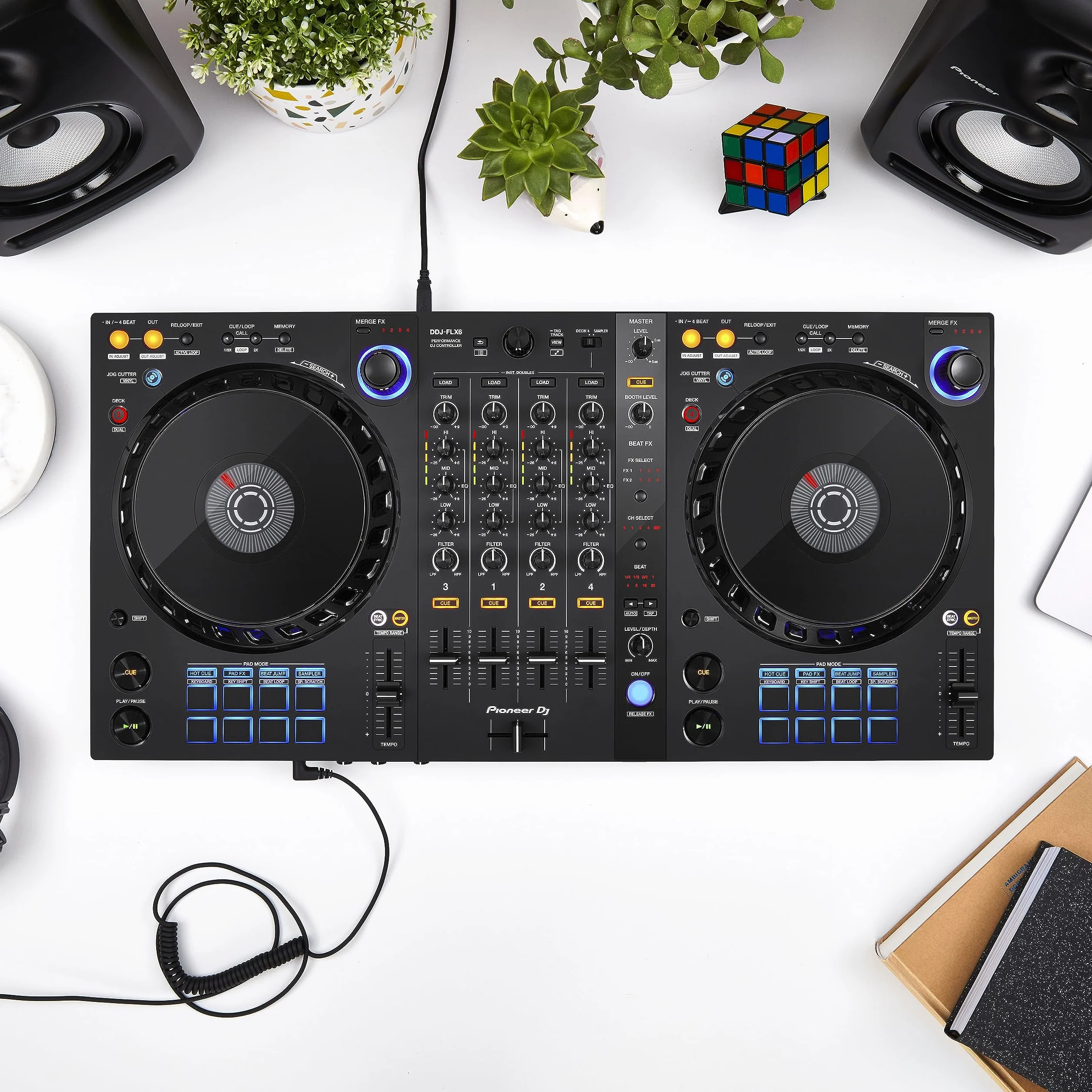 Pioneer DJ DDJ-FLX6 - Controlador DJ de 4 decks para Rekordbox y Serato