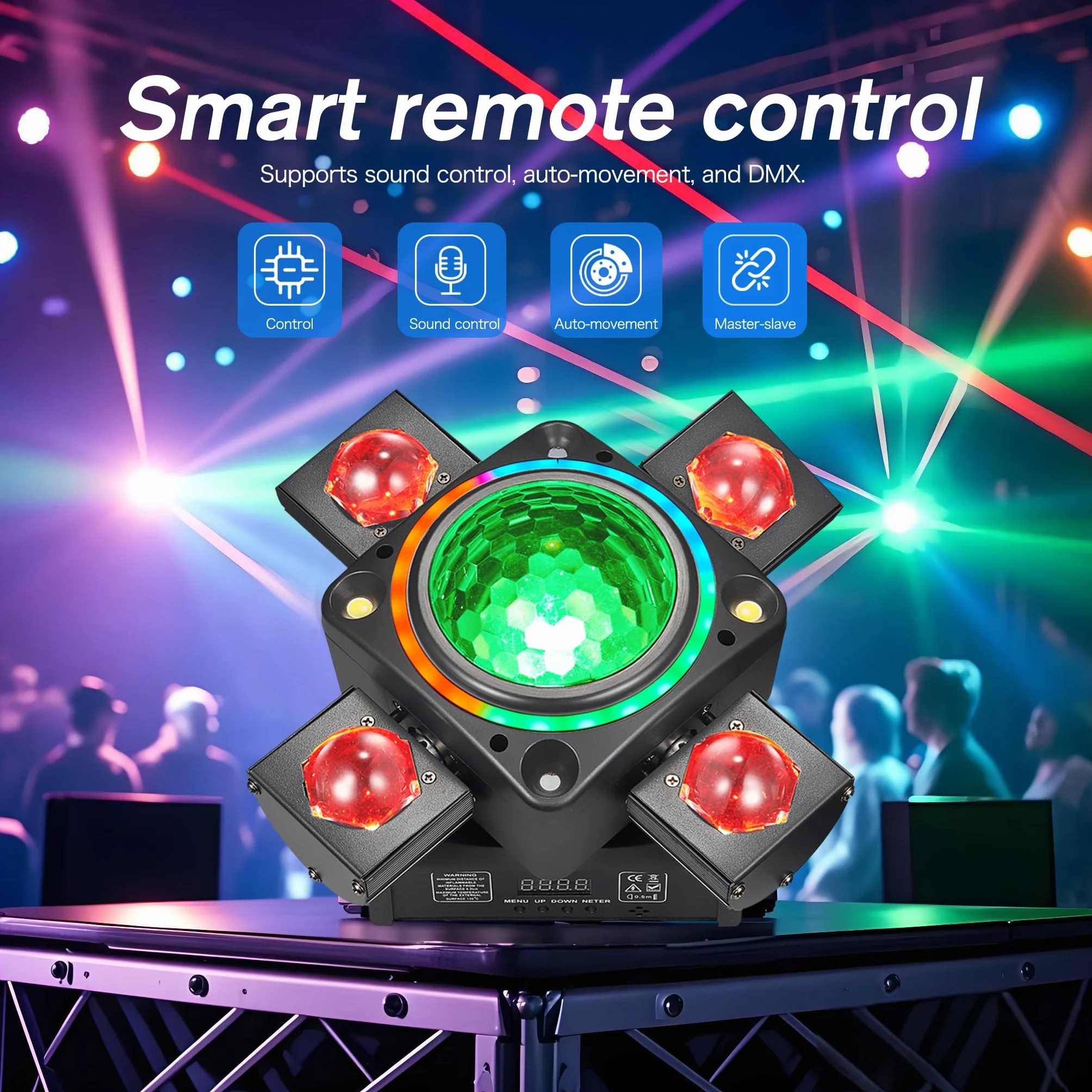 Luz de discoteca XJG-102, proyector LED RGB controlado por música, efecto DMX, para KTV, fiestas, eventos familiares, bodas, cumpleaños, Halloween