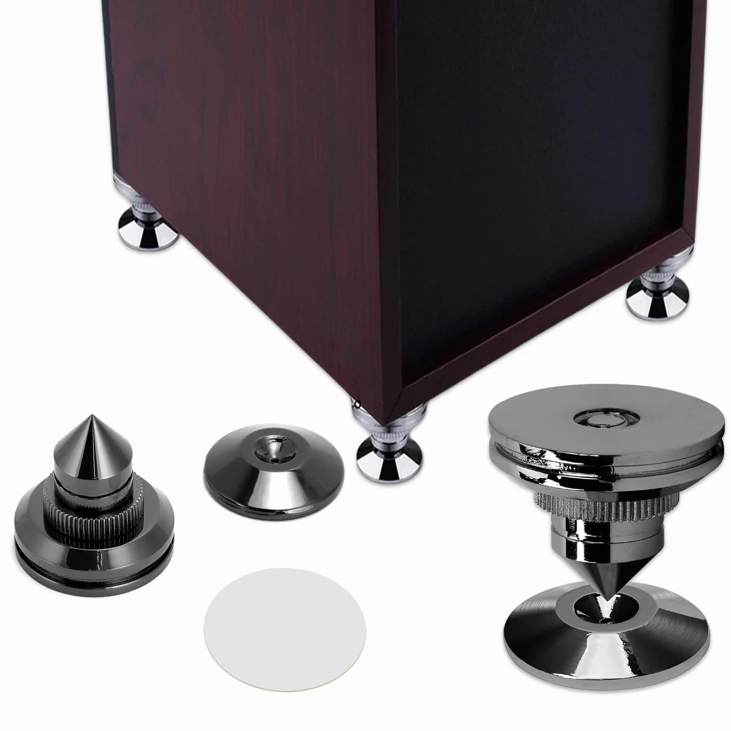 Picos de altavoz chapados en níquel de 24 K, 8 unidades, protección del suelo, resistentes a los golpes, para dispositivos Hi-Fi (negro)