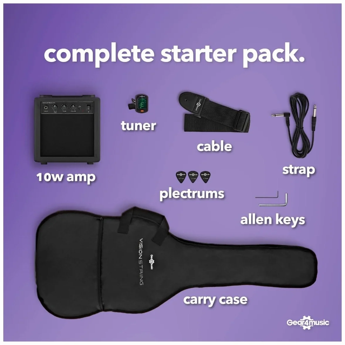 VISIONSTRING Guitarra Eléctrica Zurda 3/4 Tamaño Guitarra Starter Pack con Amp para Niños y Principiantes