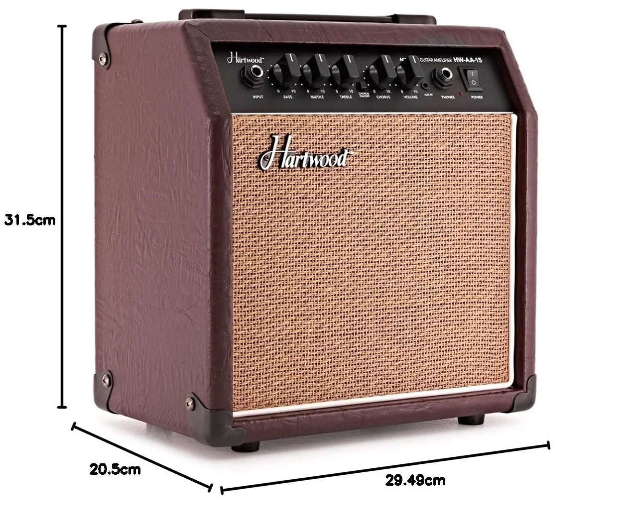 Hartwood Amplificador de Guitarra acústica de 15W con Chorus y Ecualizador de 3 Bandas