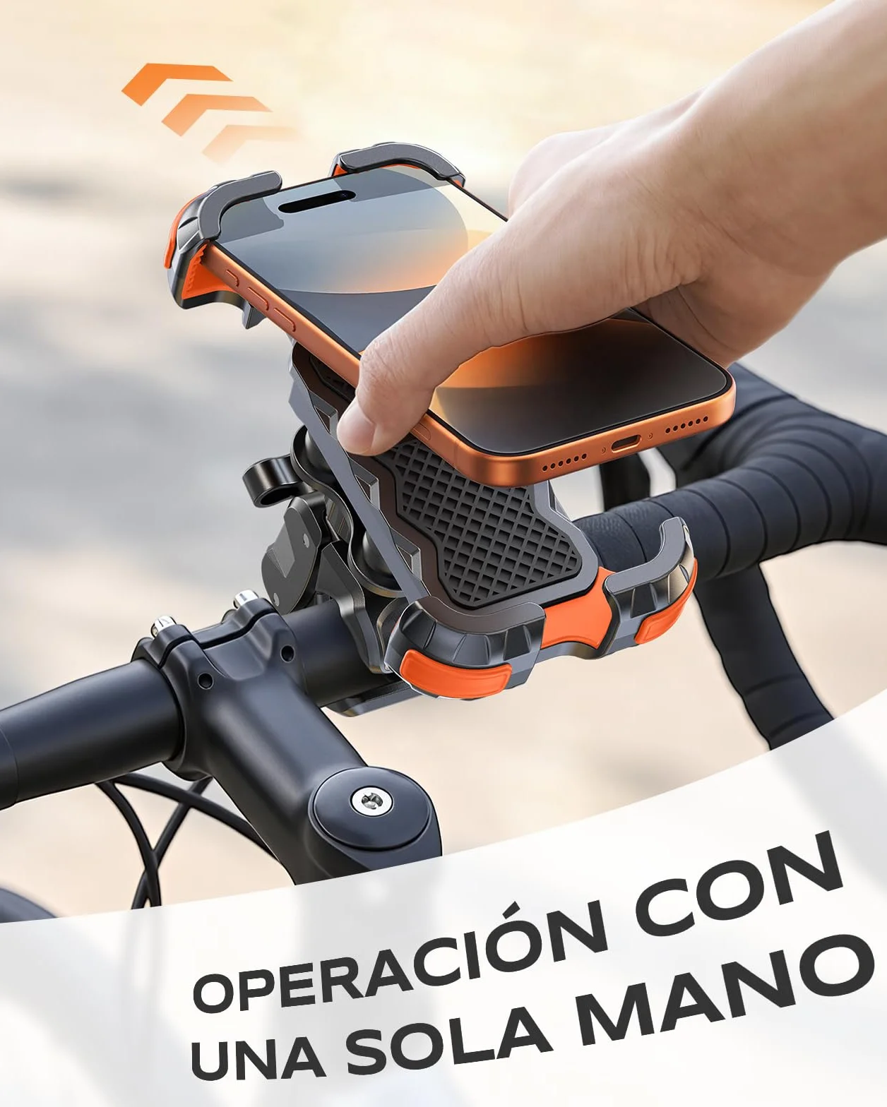 Babacom Soporte Móvil Moto Antivibración 360° Rotación con Amortiguador y Cerradura, para ATV/Scooter, Compatible iPhone 4-6.8"