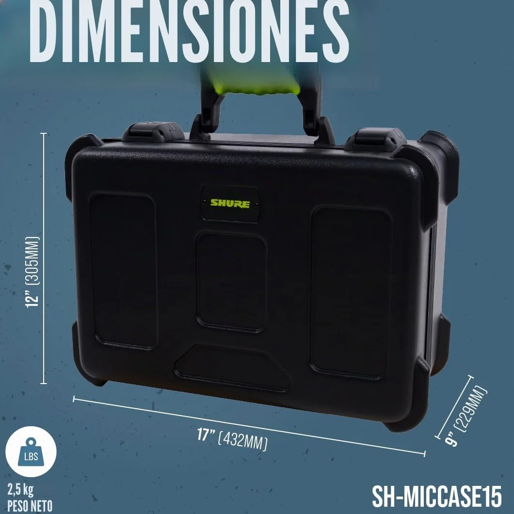 Shure by Gator TSA Case Series; funda de plástico Shure con cierre aprobado por la TSA para 15 micrófonos con cable; (SH-MICCASE15)