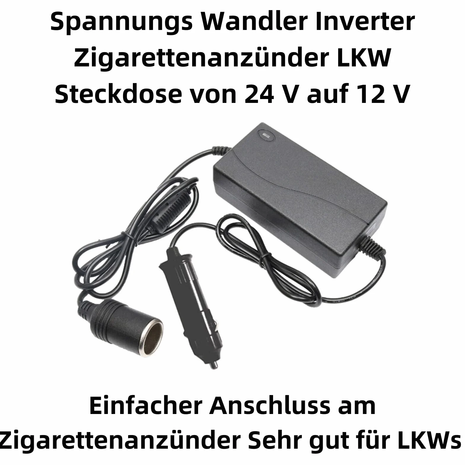 J40CS - Transformador de tensión de 24 V a 12 V, 120 W, Negro, para coche, camión, autobús y otros vehículos