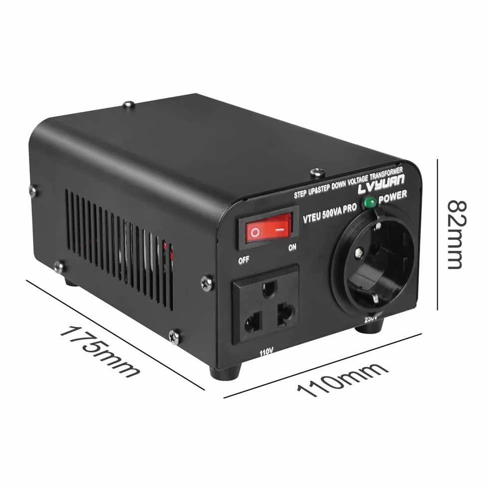 Cantonape 500VA Convertidor de Voltaje - Salida 110/220 Voltios CA - Transformador de Núcleo Toroidal EEUU de 500 Vatios
