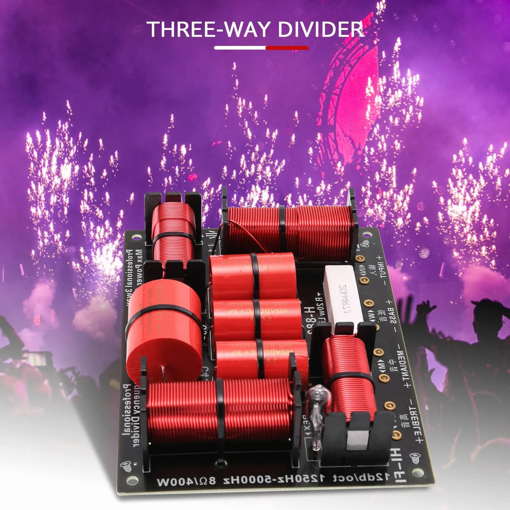 Divisor Mezcla de Estilos 3 Vías 400 W Altavoz de Agudos Alta Fidelidad Altavoz de Graves 1250 Hz 5000 Hz Protección de Tono Alto