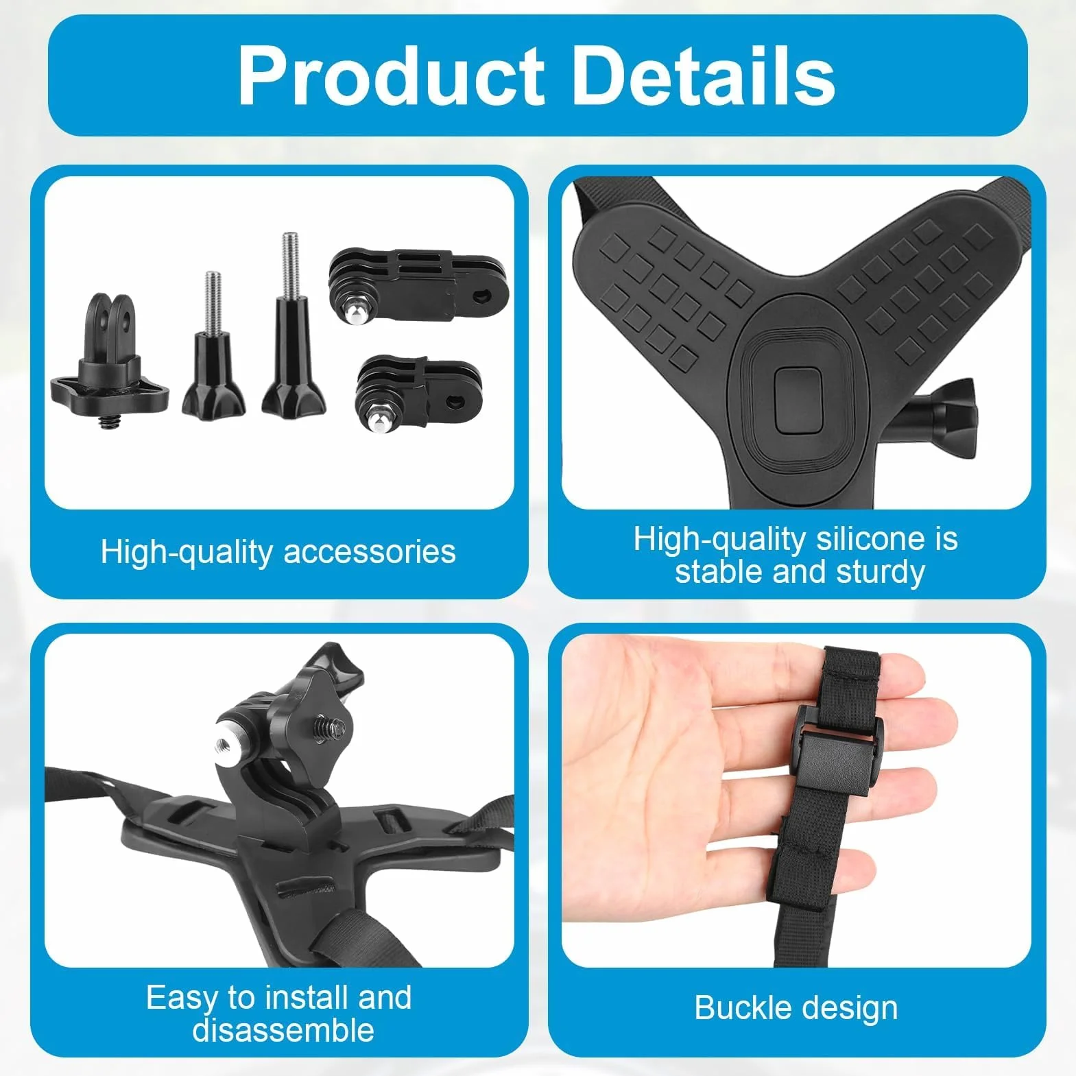 Soporte Casco de Moto Mento para GoPro Hero 13 12 11 10 9 8 7 6 5 para dji OSMO Action 5 Pro 4/3 Ace Pro Ace Pro 2 X4 X3 GO3 Session Soporte de Cámara de Gancho J Silicona Antideslizante