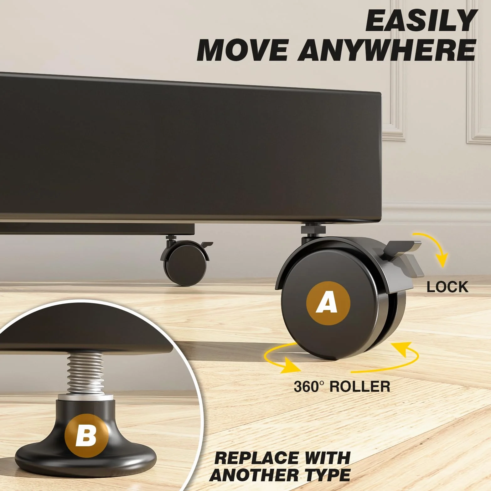 TVON Soporte TV con Ruedas para Television de 13-50 Pulgadas de Plasma/LCD/LED, Altura Ajustable Soporte TV Suelo Inclinación Carrito TV con Ruedas de hasta 20 kg, Máx VESA 200x200 mm, Negro