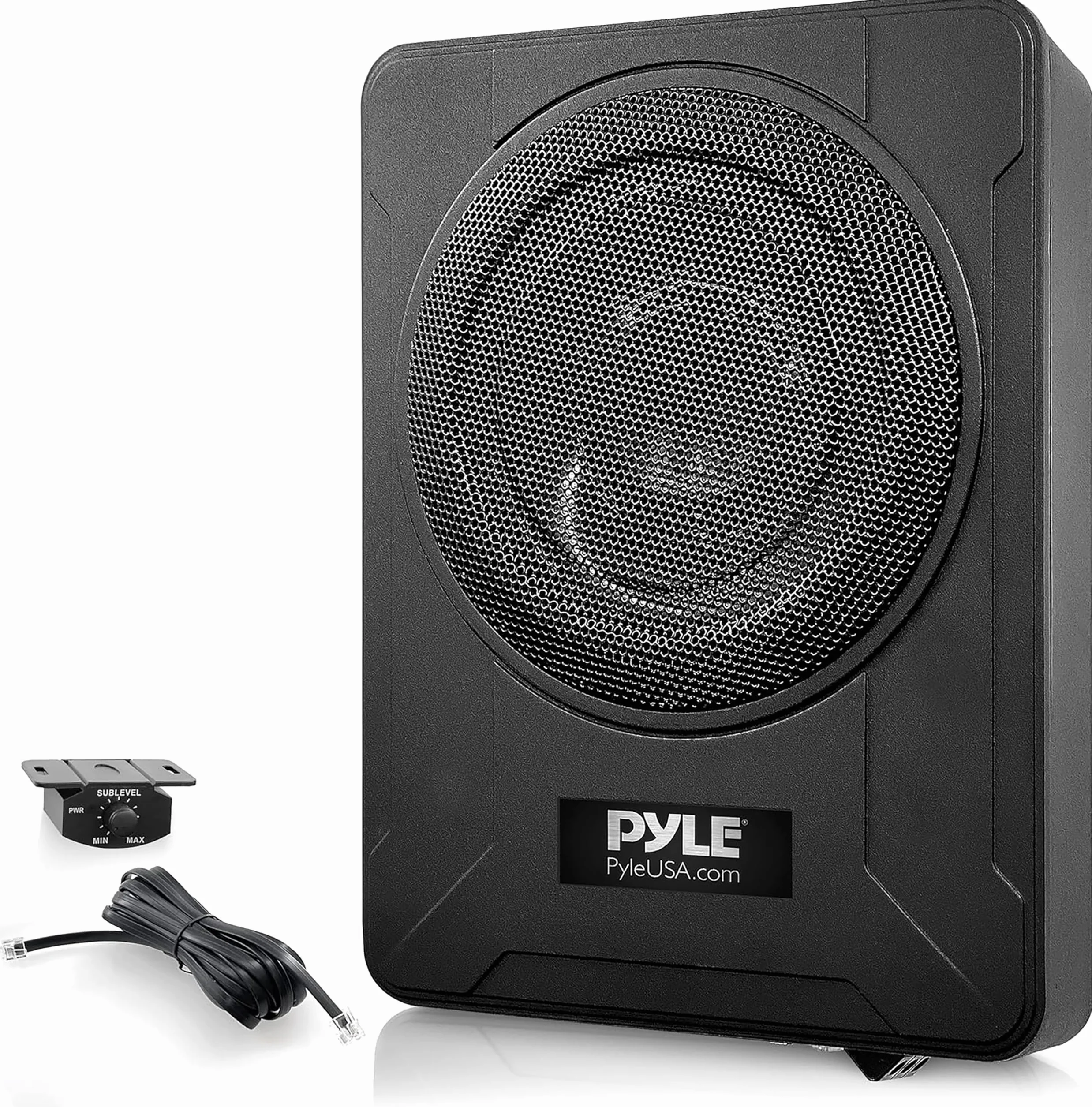 Pyle Sistema de subwoofer Amplificado de Perfil, Audio para Coche, Bajo de 8”, Activo, Cerrado, Compacto, 600V, Amplificador Incorporado