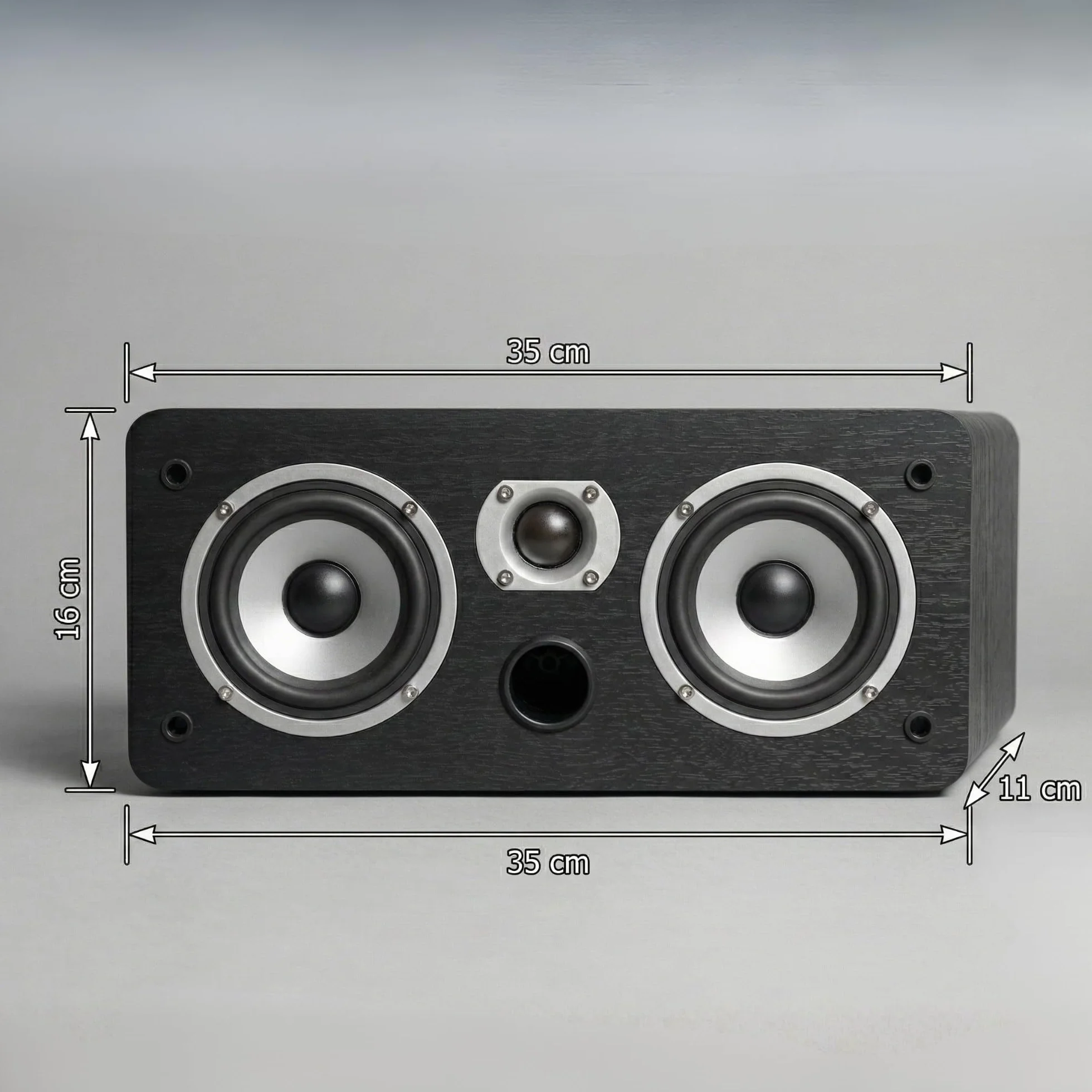 Dynavoice Magic CR-4 Blanco Mate – Altavoz Central Pasivo 2 Vías, Woofer 2x4 + Tweeter 1", Solo 11 cm de Profundidad, Bass Reflex Frontal, para Cine en Casa.