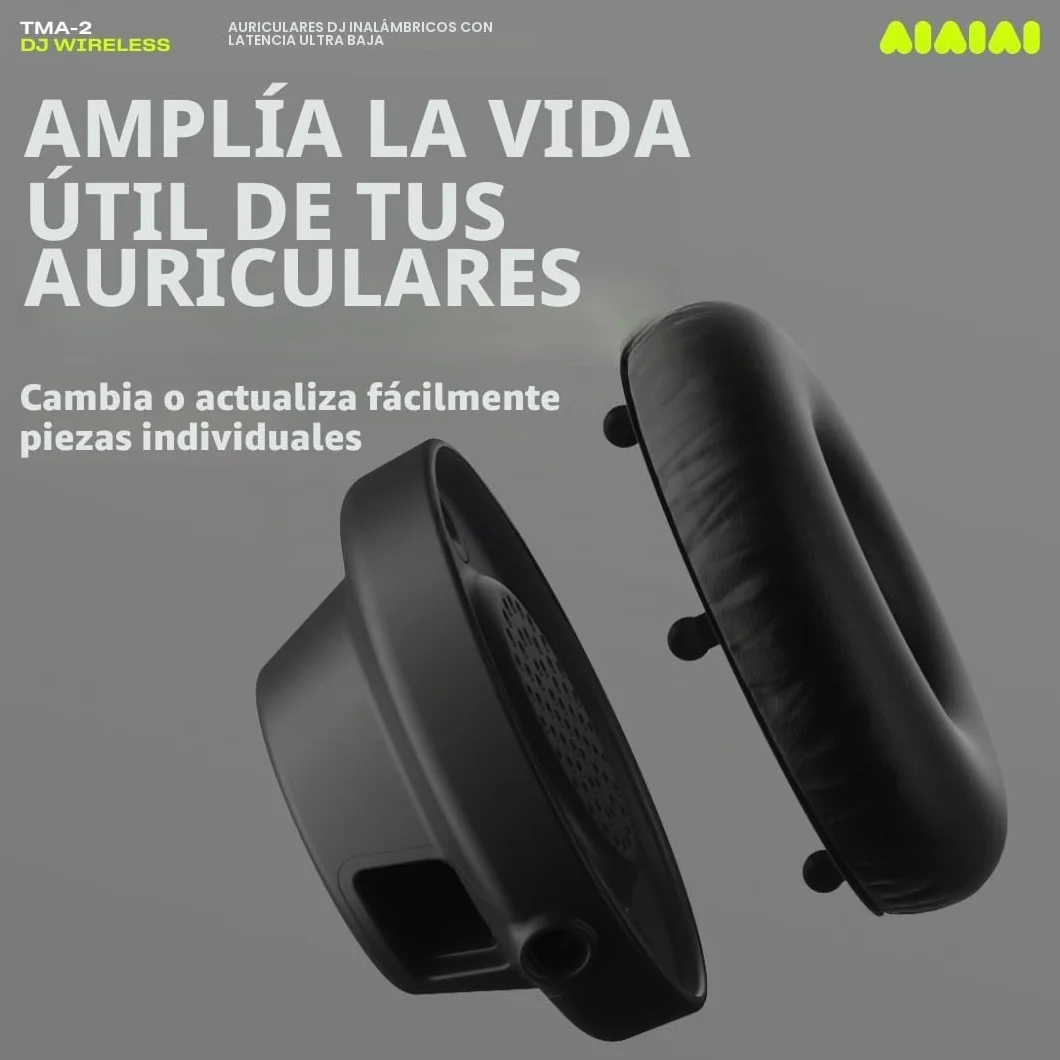 Aiaiai TMA-2 DJ Wireless - Auriculares DJ inalámbricos con latencia ultrabaja, +20h de batería, diseño Ligero y Resistente, Almohadillas de Alto Aislamiento y Bluetooth