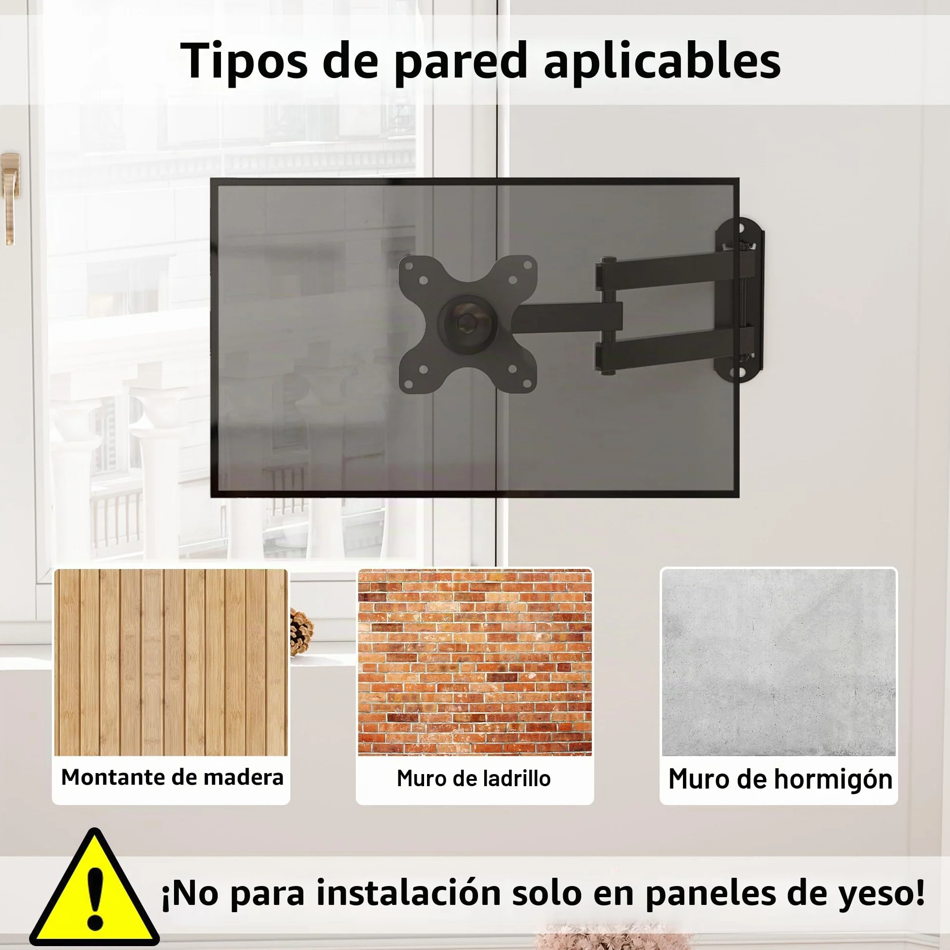 BONTEC Soporte TV Pared para Monitores y Televisores 13-30 Pulgadas 15 kg VESA 75x100mm Inclinable Giratorio