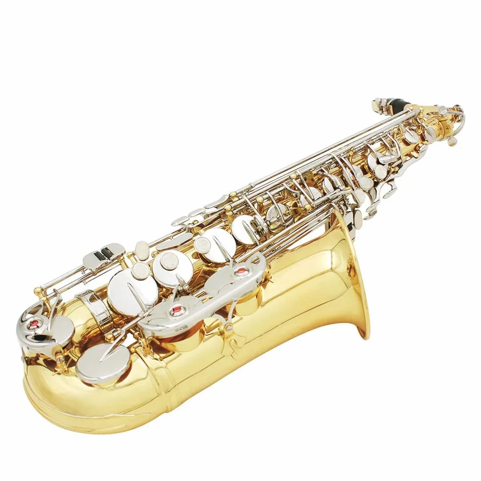 HUIOP LADE Saxofón Alto Saxófono Latón Brillante Grabado Eb E-Flat Botón de Shell Blanco Natural Instrumento de Viento con los Guantes Caso Mute Paño de Limpieza Cepillo de Banda,Saxófono