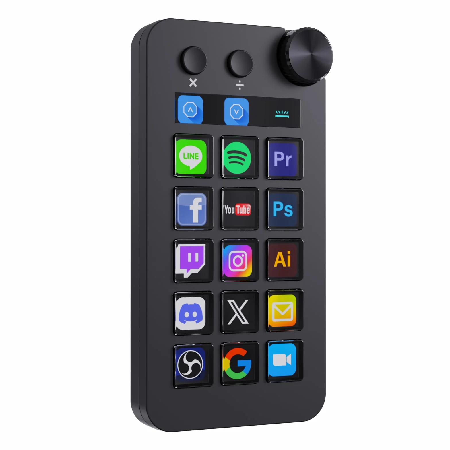 Basicolor N1 3-in-1 Stream Controller Deck,Professional Macro Keypad with 15 Animated LCD Keys,Knob&Display,Doubles as Numpad&Calculator for Streaming&Productivity(Win10+/Mac14.0+)-Black