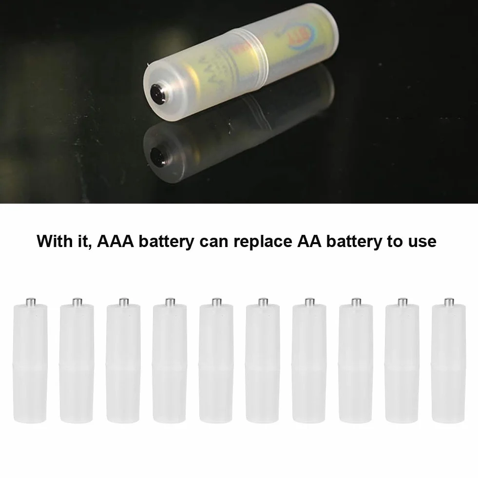 10 Unidades AAA a, Adaptador Convertidor de Baterías 18650 Funda de Tamaño AA Batería Portacebox Portatarjetas Funda Switcher Transparente (Transparente)