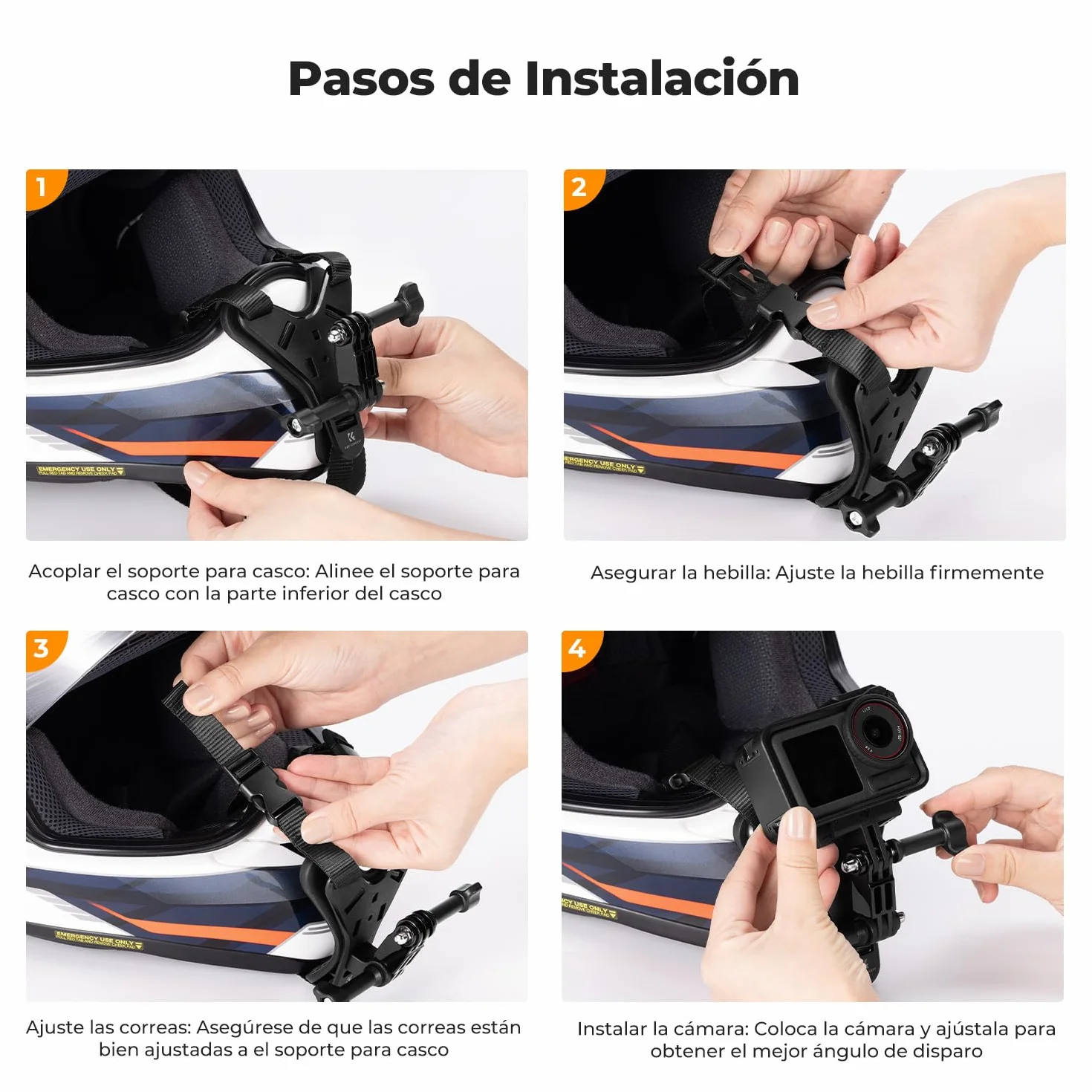 K&F CONCEPT Soporte para Casco Moto Mento Compatible con GoPro Hero 13/12/11/10/9/8/7, dji Osmo Action 5 Pro/4/3/360, Insta 360 Ace Pro/2/X5/X4/X3, AKASO con Base en Y, Silicona Antideslizante
