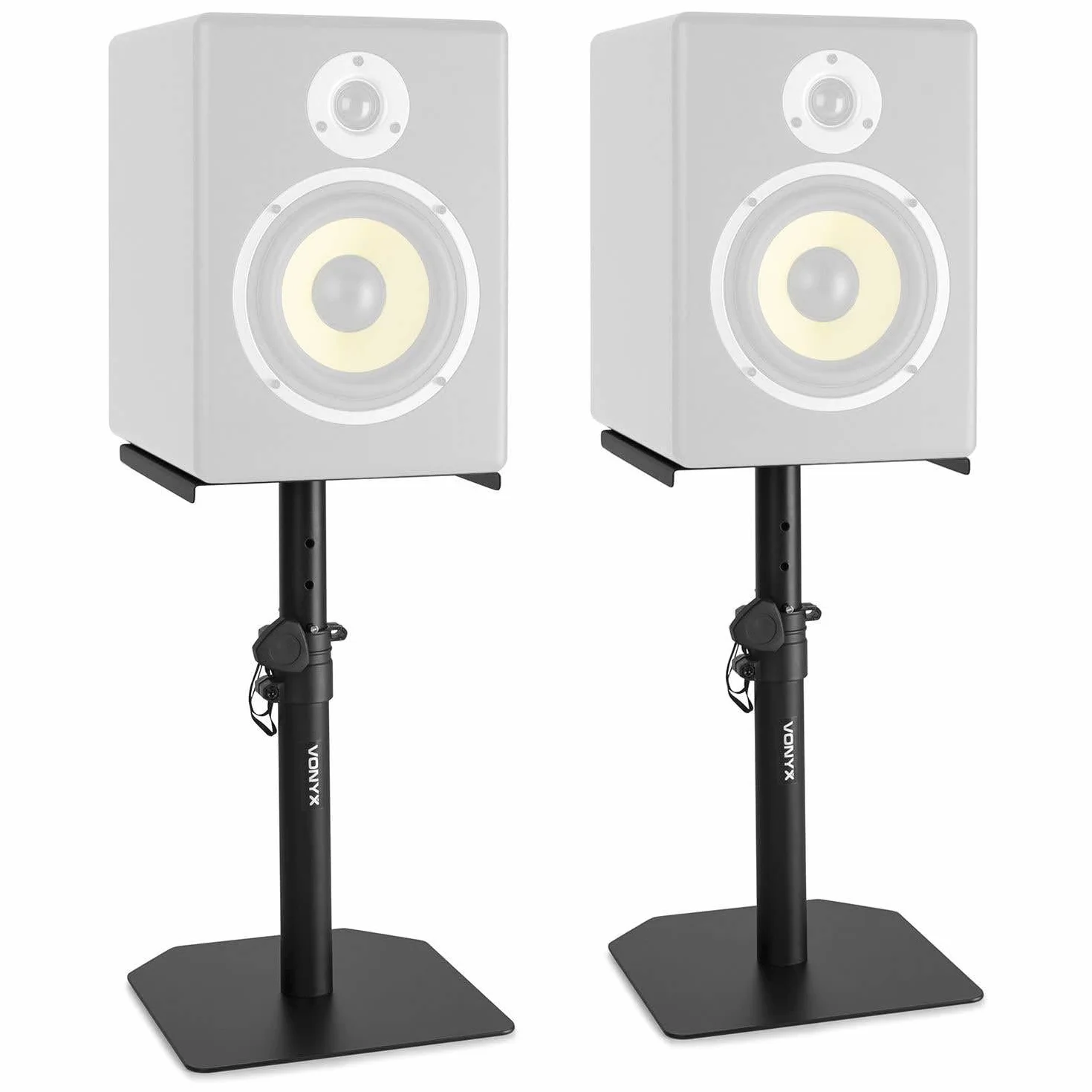 Vonyx SMN40B monitores Estudio Activos 100W con Soportes SMS10, Control Graves/Agudos, Amplificador Integrado, Altura Ajustable, Set Ideal para DJs y producción Musical