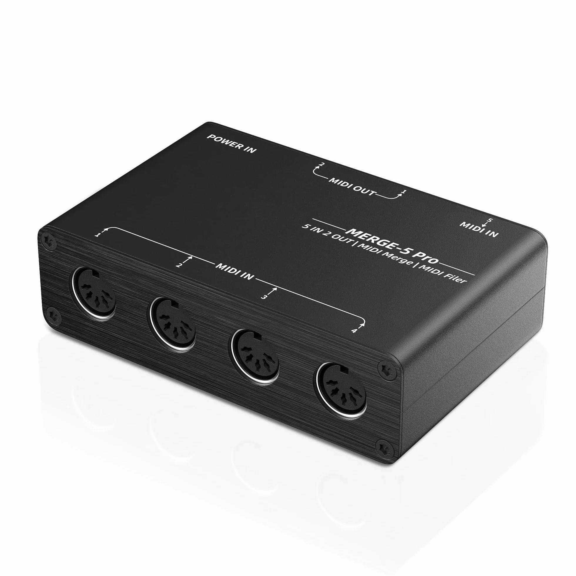DigitalLife SynkMergeX Series | Caja MIDI Merge Independiente 5-Entradas/2-Salidas, DIN de 5 Pines, Metal – Para Principiantes, Músicos de Estudio y Artistas en Vivo 【M5, 1 pc/pack】