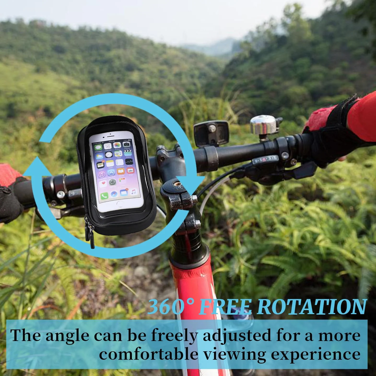 Soporte Móvil Bicicleta Moto Impermeable Cubierta de Lluvia para Teléfono hasta 4.5-6.5 Porta Móvil MTB Bici Ciclismo Rotación 360 °con Ventana para Pantalla Táctil