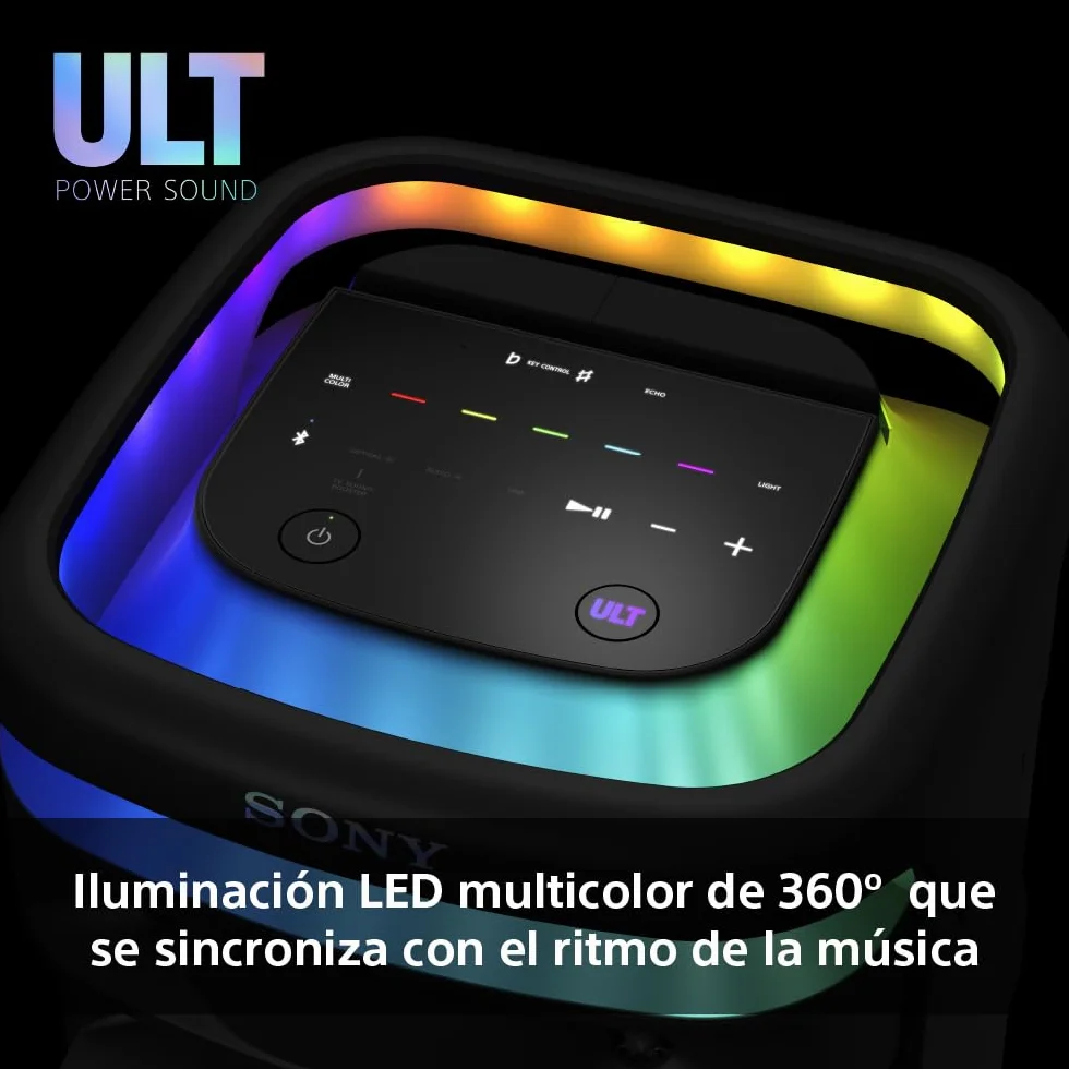 Sony ULT TOWER 10, altavoz bluetooth para fiestas con ULT POWER SOUND, Deep Bass, X-Balanced, LED 360, micrófono inalámbrico