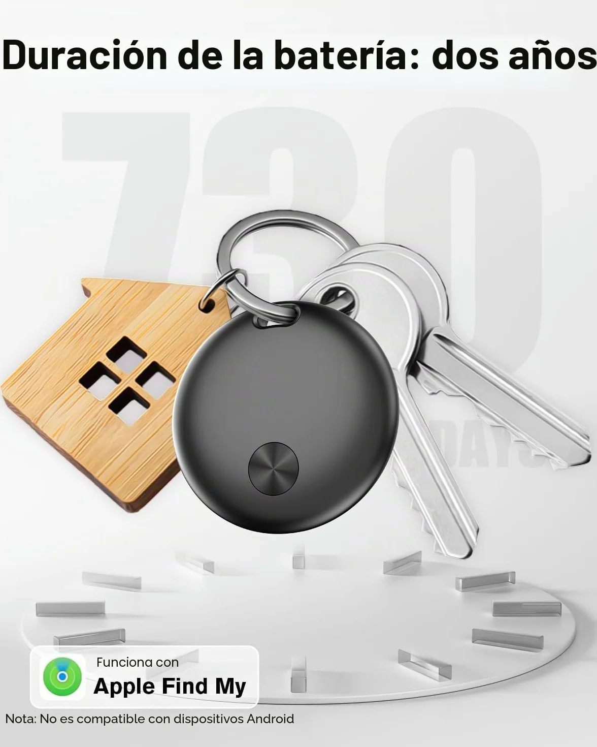 Smart Tracker Tag 4 Pack, Buscador de Objetos Bluetooth Funciona con Buscar Apple (Sólo iOS), Resistente al Agua IP67, Baterías Reemplazo, Rastreador para Llaves, Cartera, Equipaje, Mochila