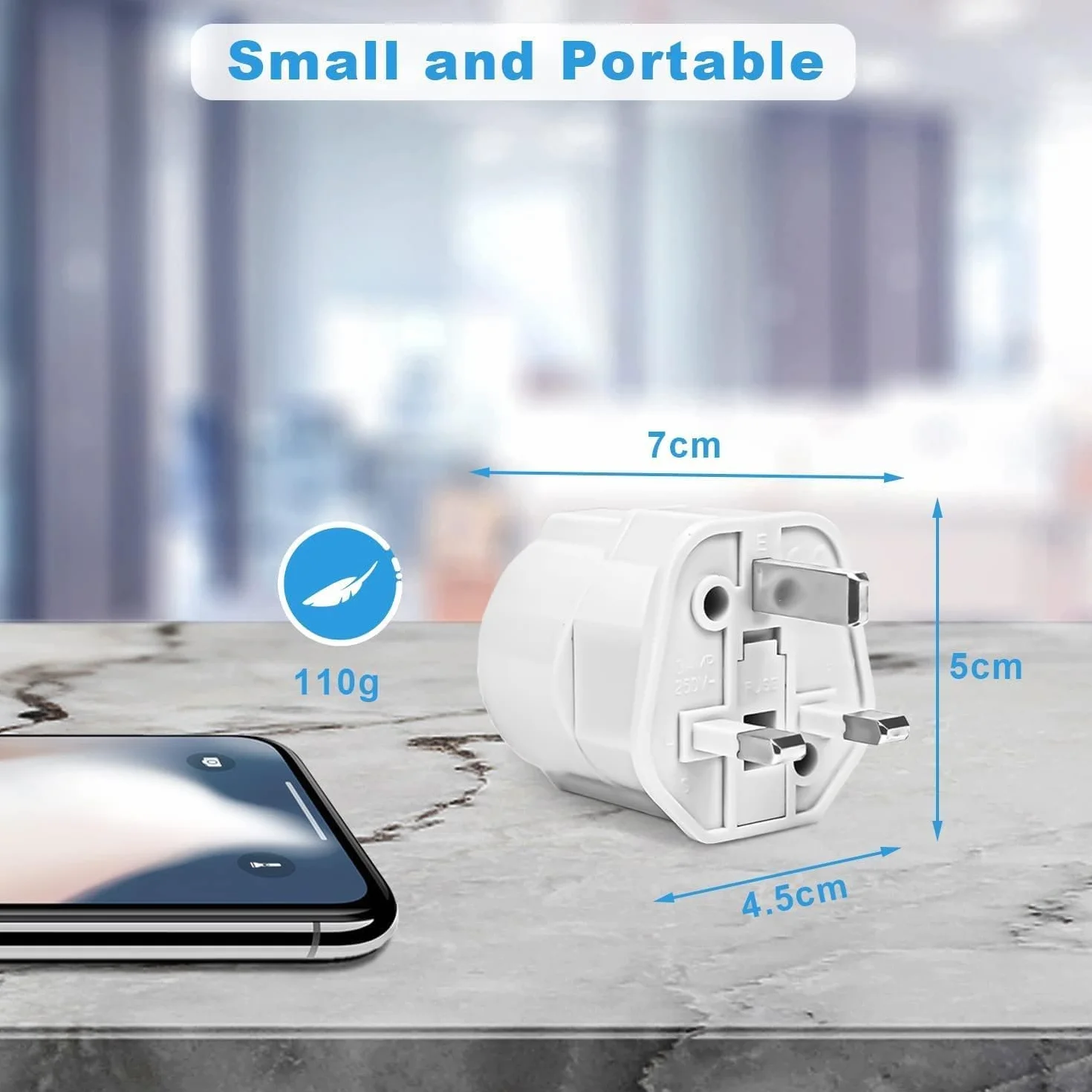 Adaptador Enchufe UK a Español Tipo G 2-Pin Europa a 3-Pin Reino Unido con Seguridad para Niños