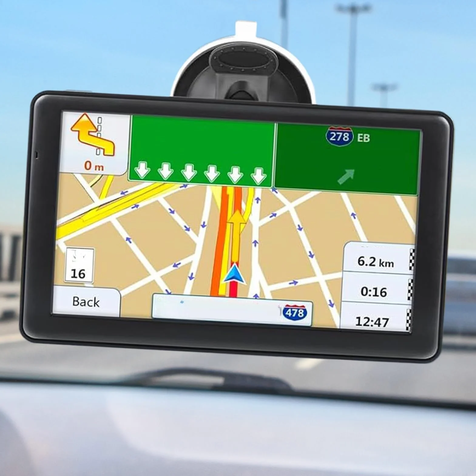 Navegador GPS para Coche,Navegación para Coche 7 Pulgadas (17.8 cm) | Pantalla Táctil con Mapas Inteligentes Dispositivo Portátil para Viajes Largos Carretera Camiones Autocaravanas
