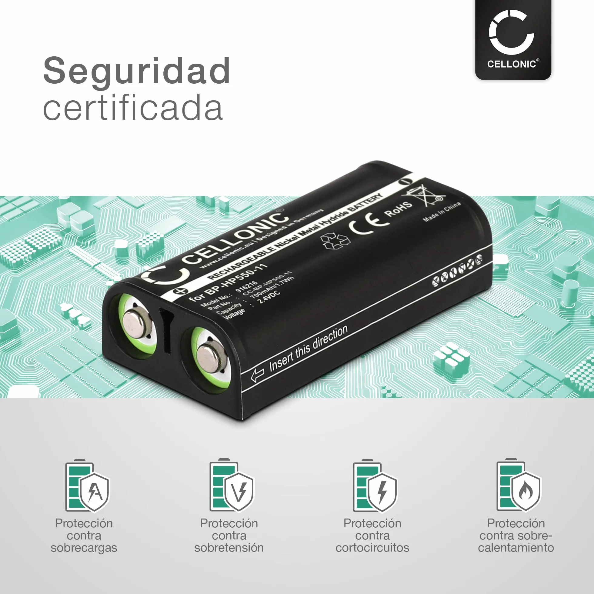 CELLONIC Batería para Auricular Compatible Sony MDR-RF4000 MDR-IF245RK BP-HP550 700mAh 2.4V