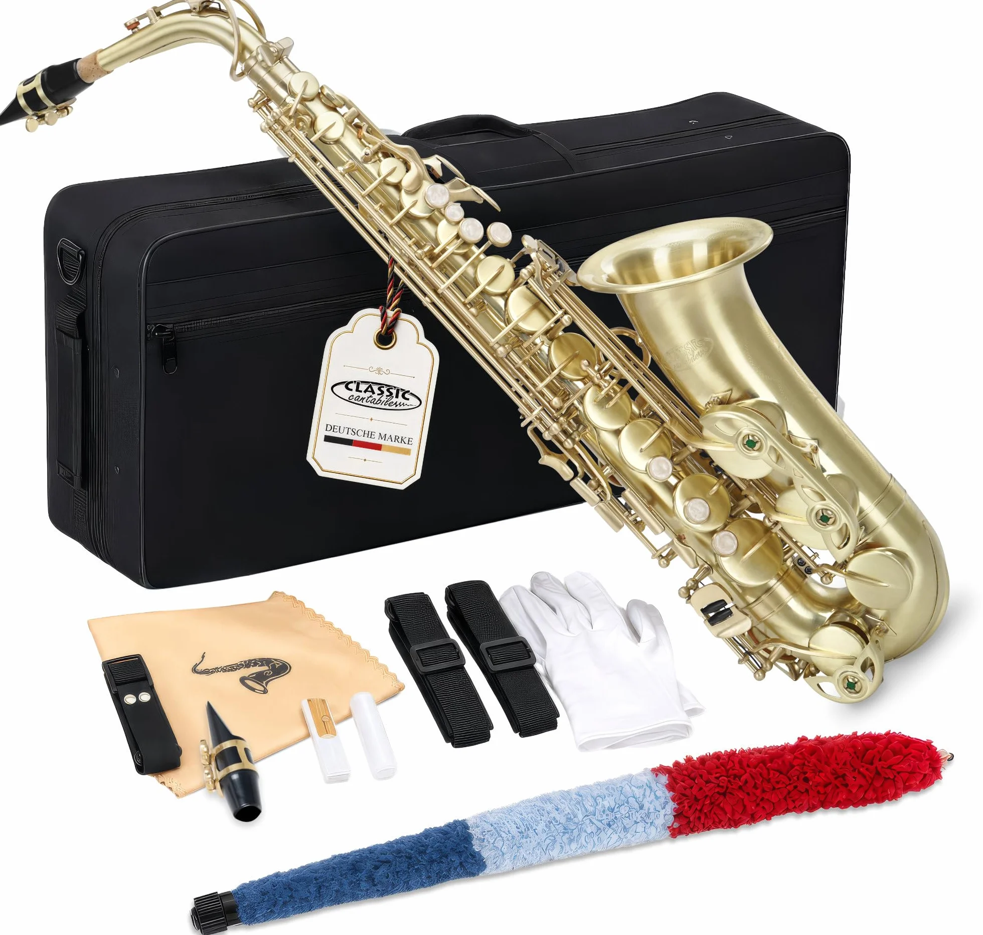 Classic Cantabile Winds AS-450 Saxofón Alto Eb Cepillado (Saxofón Alto, latón cepillado mate, afinación Eb, llave de Fa alto, mecánica de llaves muy ergonómica)