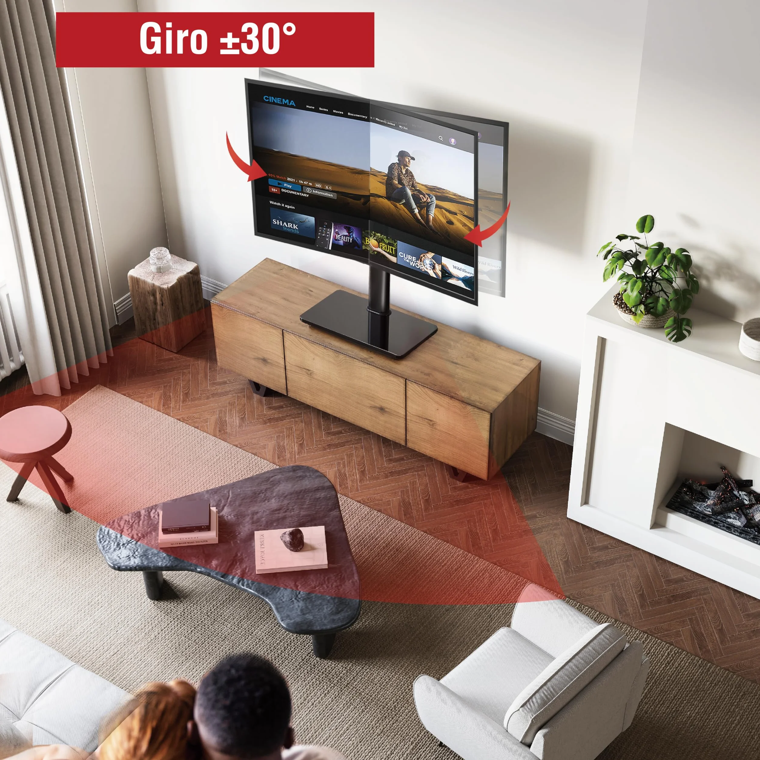 AOKCOS Soporte de TV para TV de 32-75 Pulgadas, Inclinable Giratorio Altura Ajustable, Máx VESA 600x400 mm 45KG