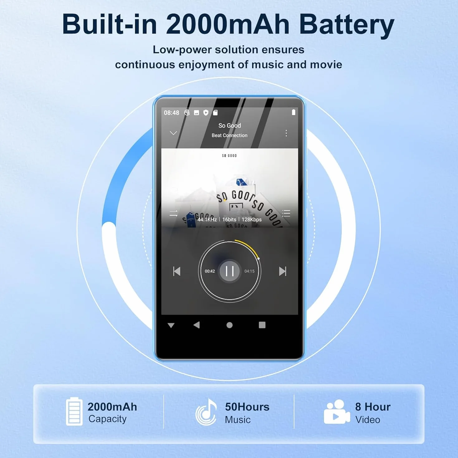 Reproductor MP3 SWOFY 80GB Bluetooth WiFi 4.0 Pulgadas Pantalla Táctil Radio FM