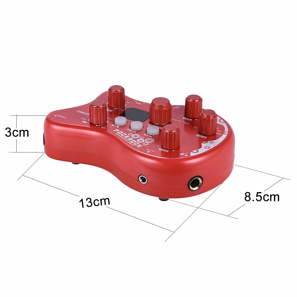Procesador multiefectos para guitarra con efectos de pedal, 15 tipos de efectos, 40 funciones de sintonización, ritmos de batería con adaptador de alimentación