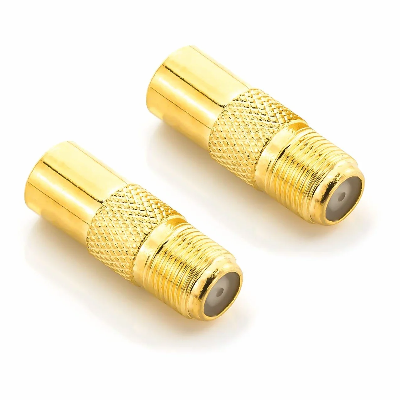 deleyCON 2x Antenna SAT Adattatore Cavo Coassiale per TV Plug Adapter - F Femmina a IEC Connettore Accoppiatore Maschio Cavo Coassiale Placcato Oro
