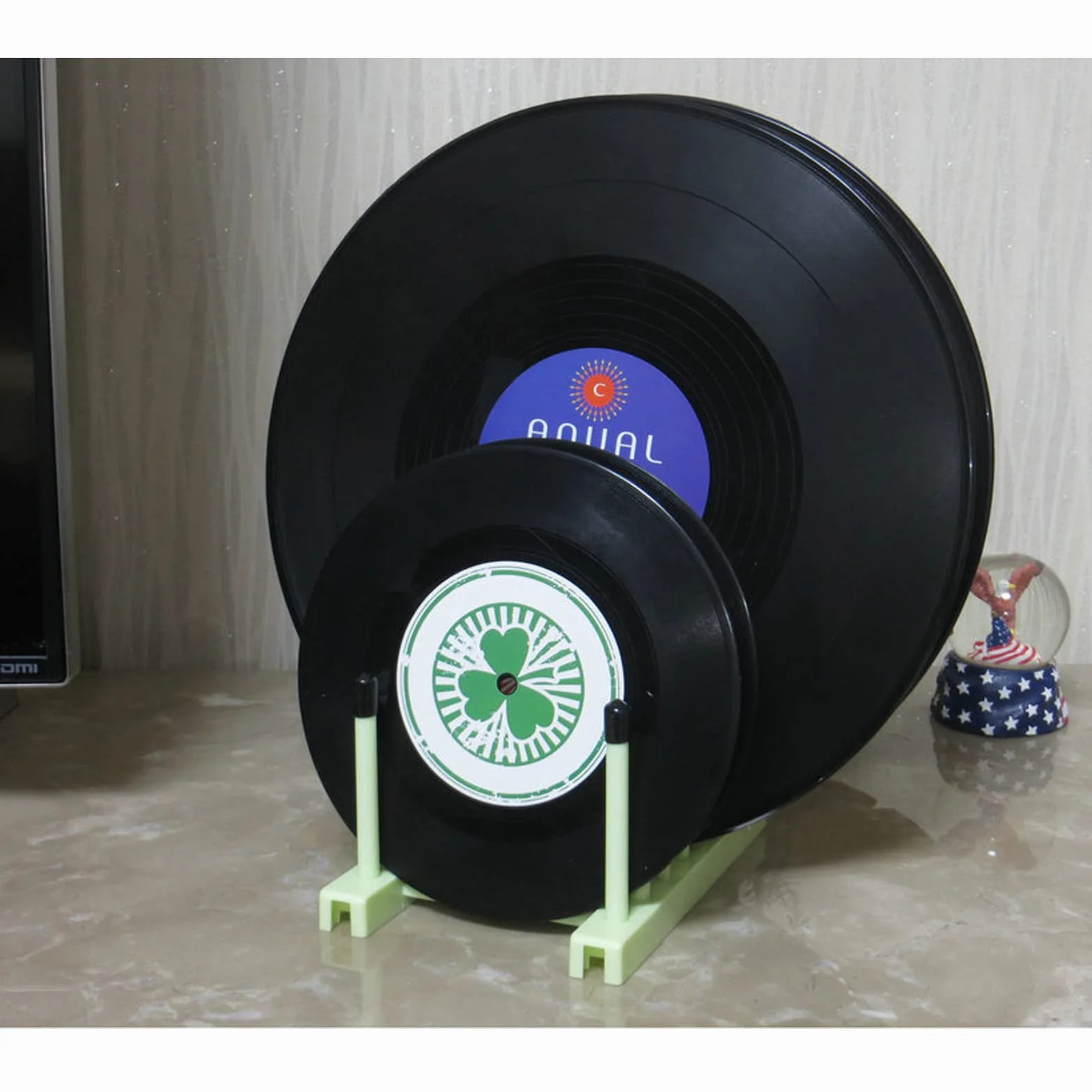 Soporte de almacenamiento de discos de vinilo, organizador de registros, estante de secado para dispositivos de limpieza, compatible con discos o LPs, (no incluye registros), color gris